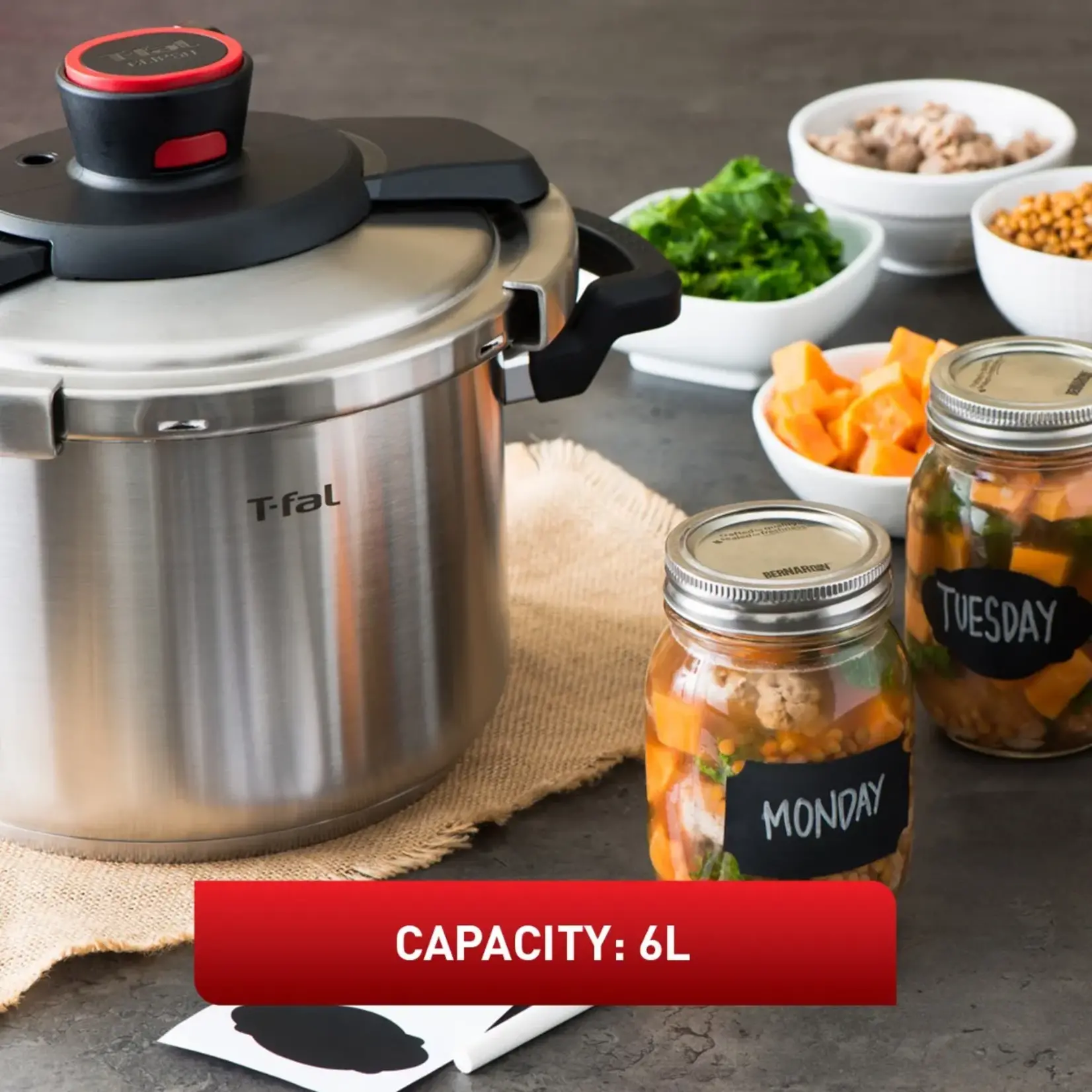 T-FAL Clipso Stainless Steel Pressure Cooker, 6L