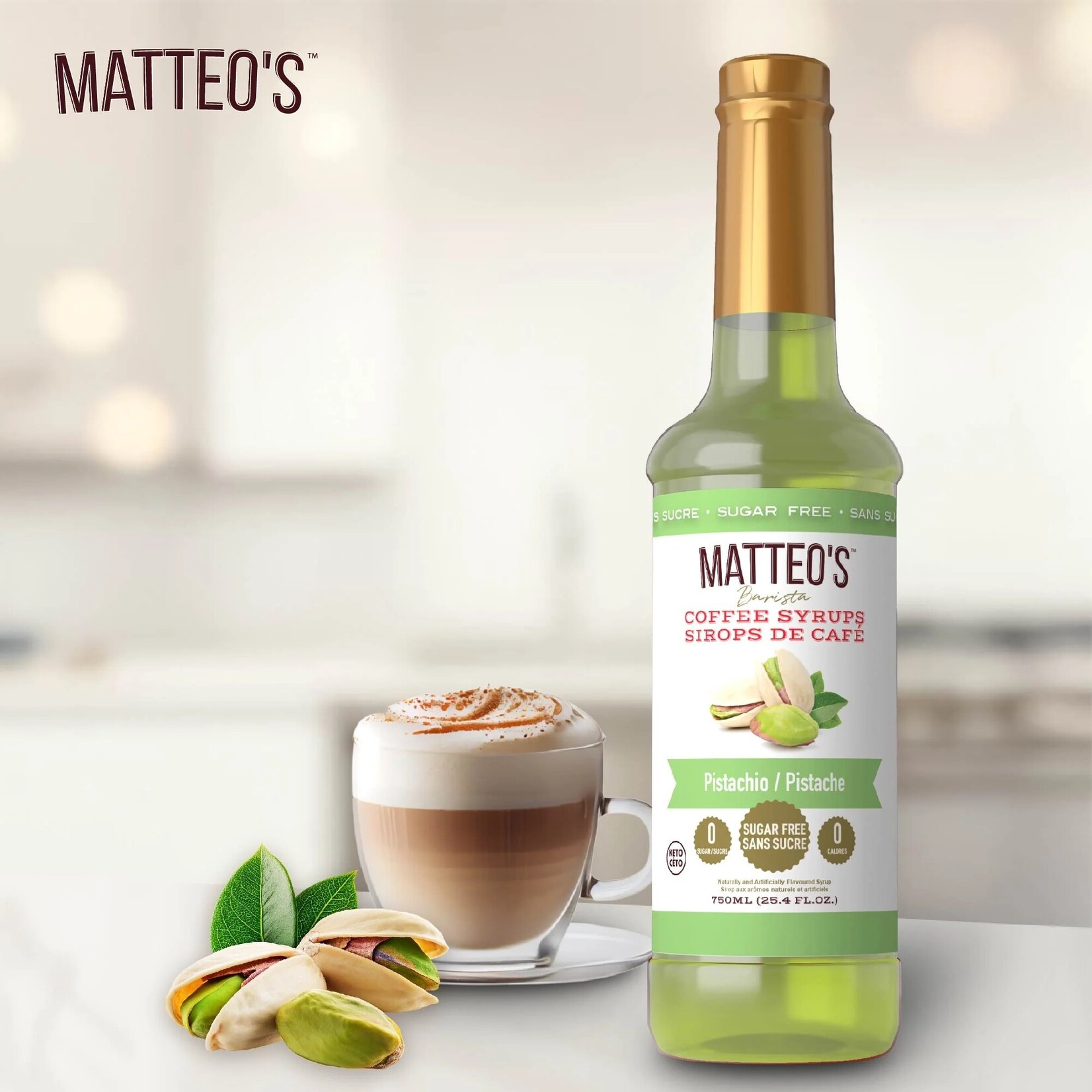 MATTEO'S Sugar Free Coffee Syrup, Pistachio