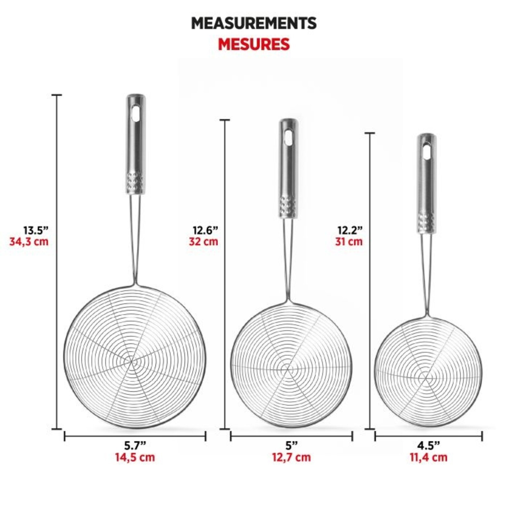 STARFRIT Set of 3 Stainless Steel Asian Style Spider Strainers