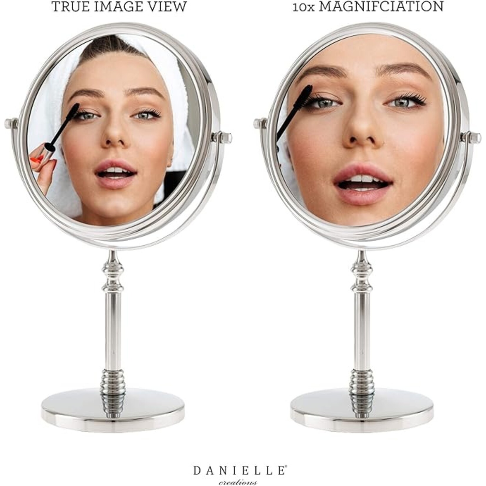 DANIELLE 10x Magnification Vanity Mirror, Chrome