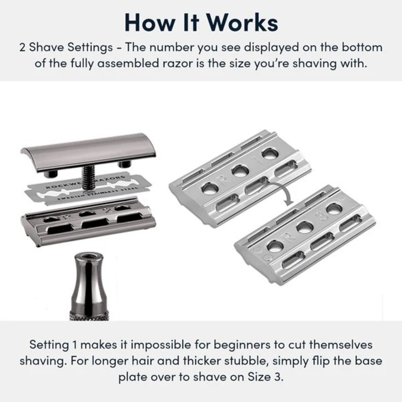 ROCKWELL 2C Double Edge Razor - White Chrome