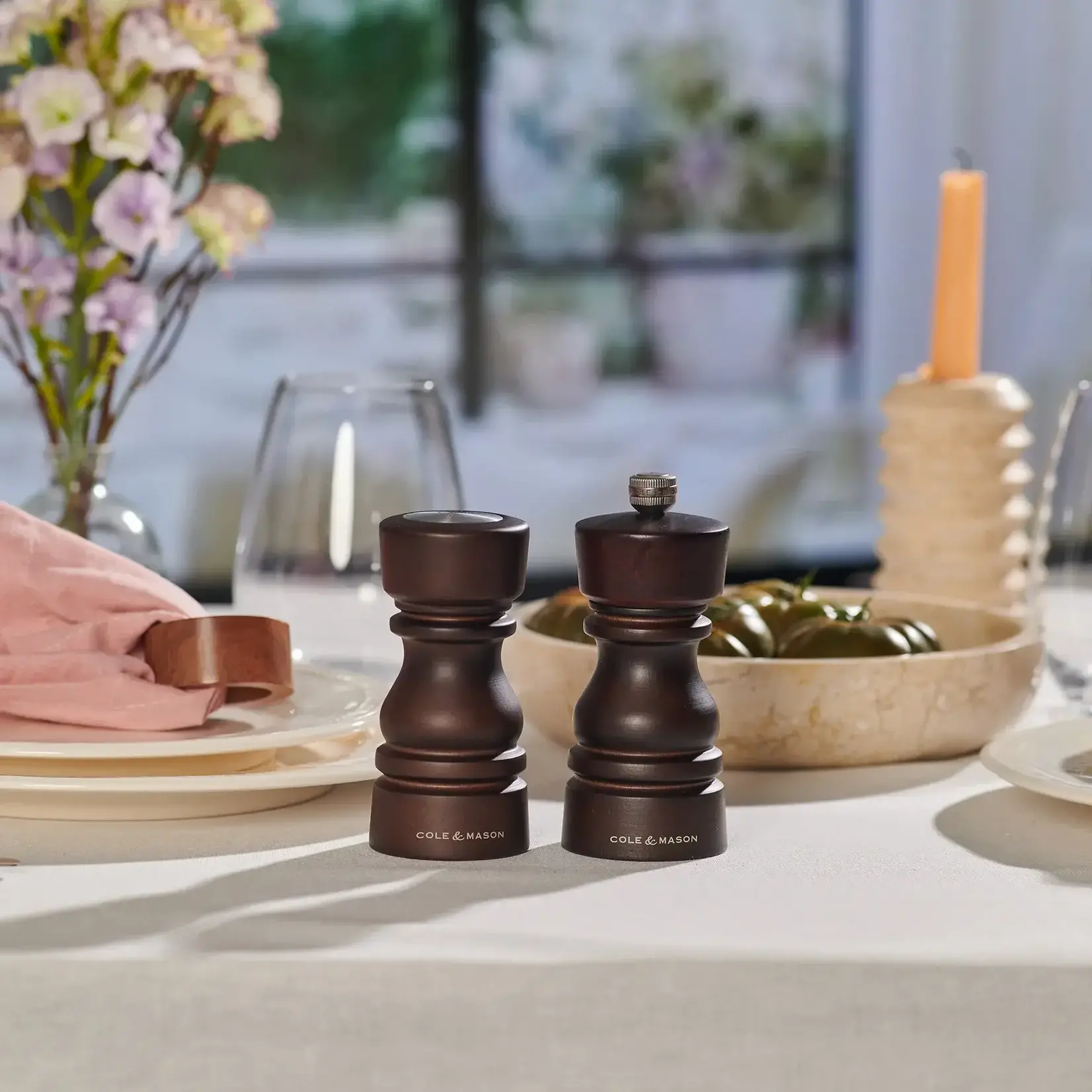 COLE & MASON London Chocolate Wood Salt Shaker & Pepper Mill Set