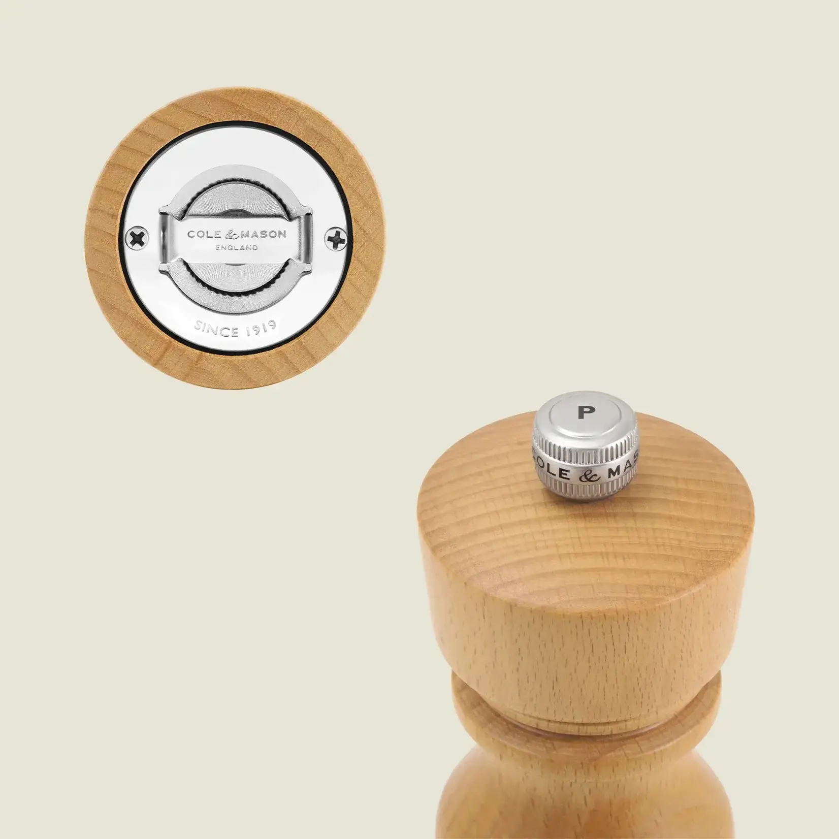 COLE & MASON London Natural Beech Salt Shaker & Pepper Mill Set