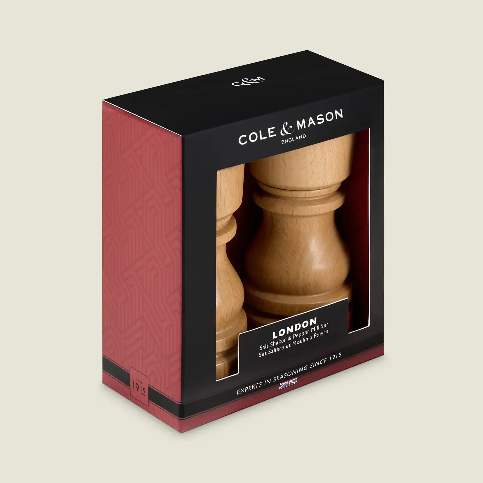 COLE & MASON London Natural Beech Salt Shaker & Pepper Mill Set