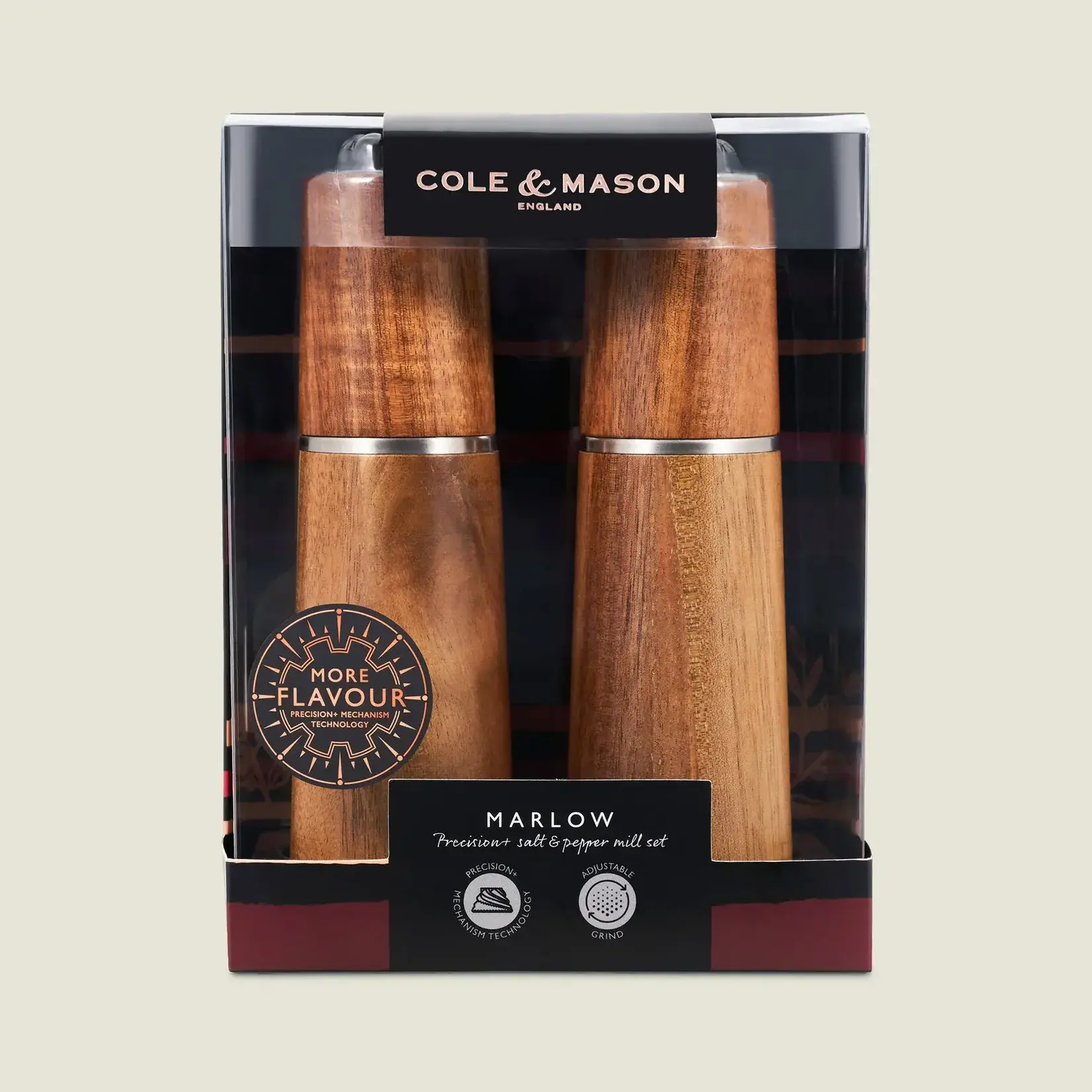 COLE & MASON Moulin poivre et à sel Marlow acacia naturel