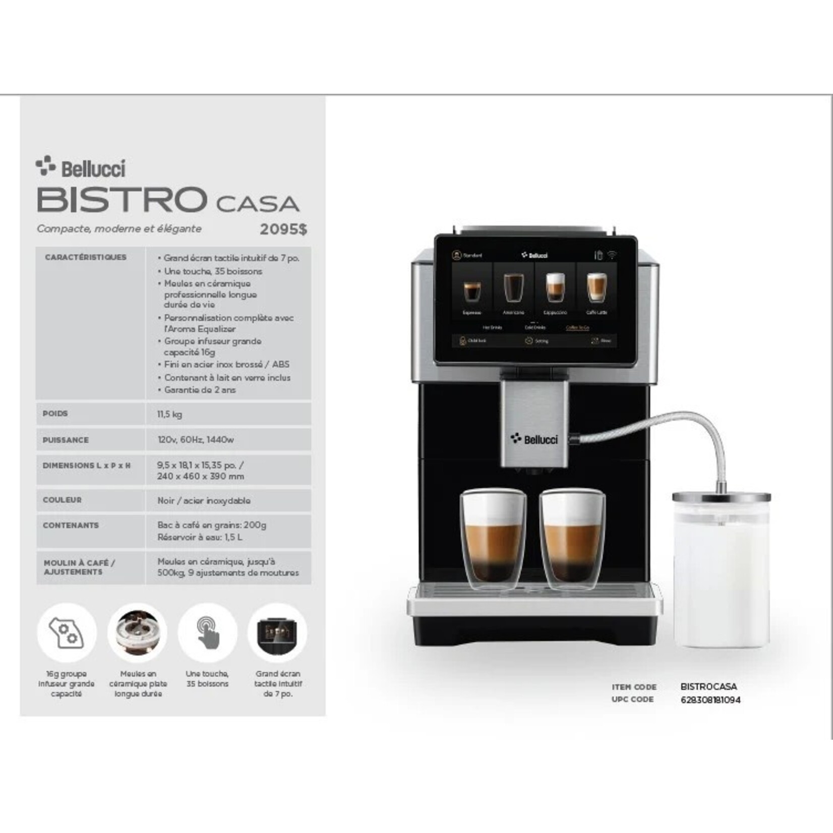 BELLUCCI BISTRO CASA Automatic espresso machine (Special order)