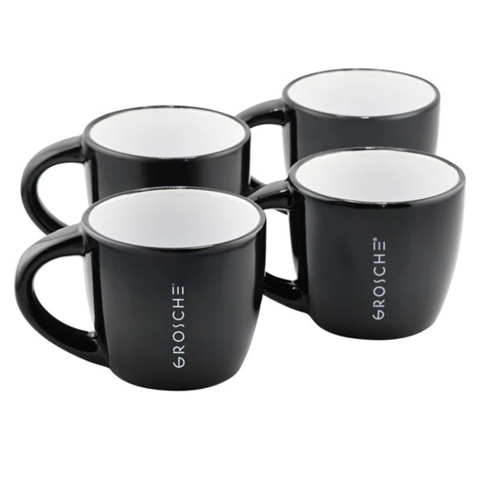GROSCHE Tasses (4) espresso double en céramique noire, 150ml