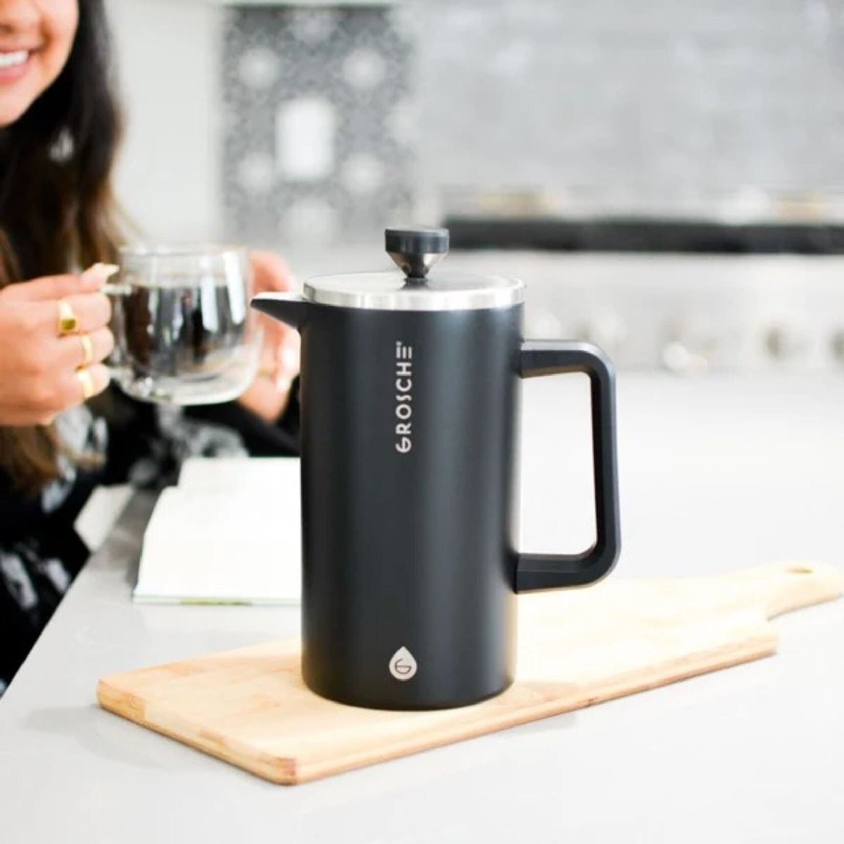 GROSCHE DUBLIN Stainless Steel Double Walled French Press - 34 fl. oz / 1L