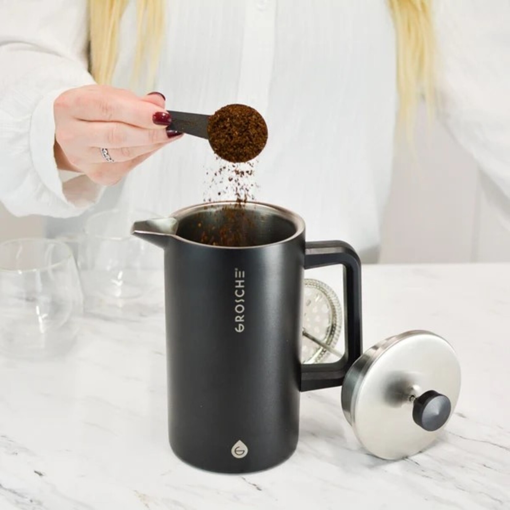 GROSCHE DUBLIN Stainless Steel Double Walled French Press - 34 fl. oz / 1L