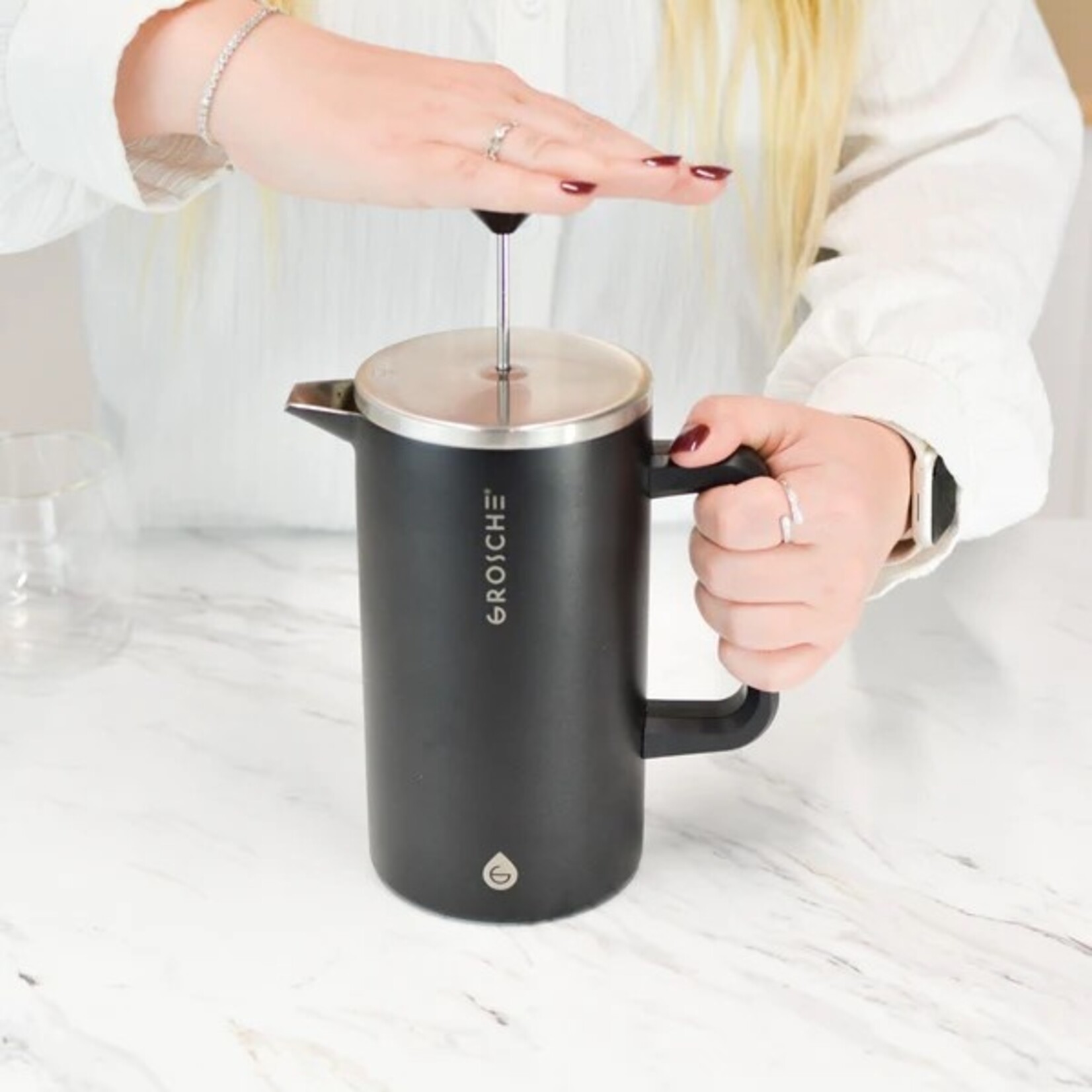 GROSCHE DUBLIN Stainless Steel Double Walled French Press - 34 fl. oz / 1L
