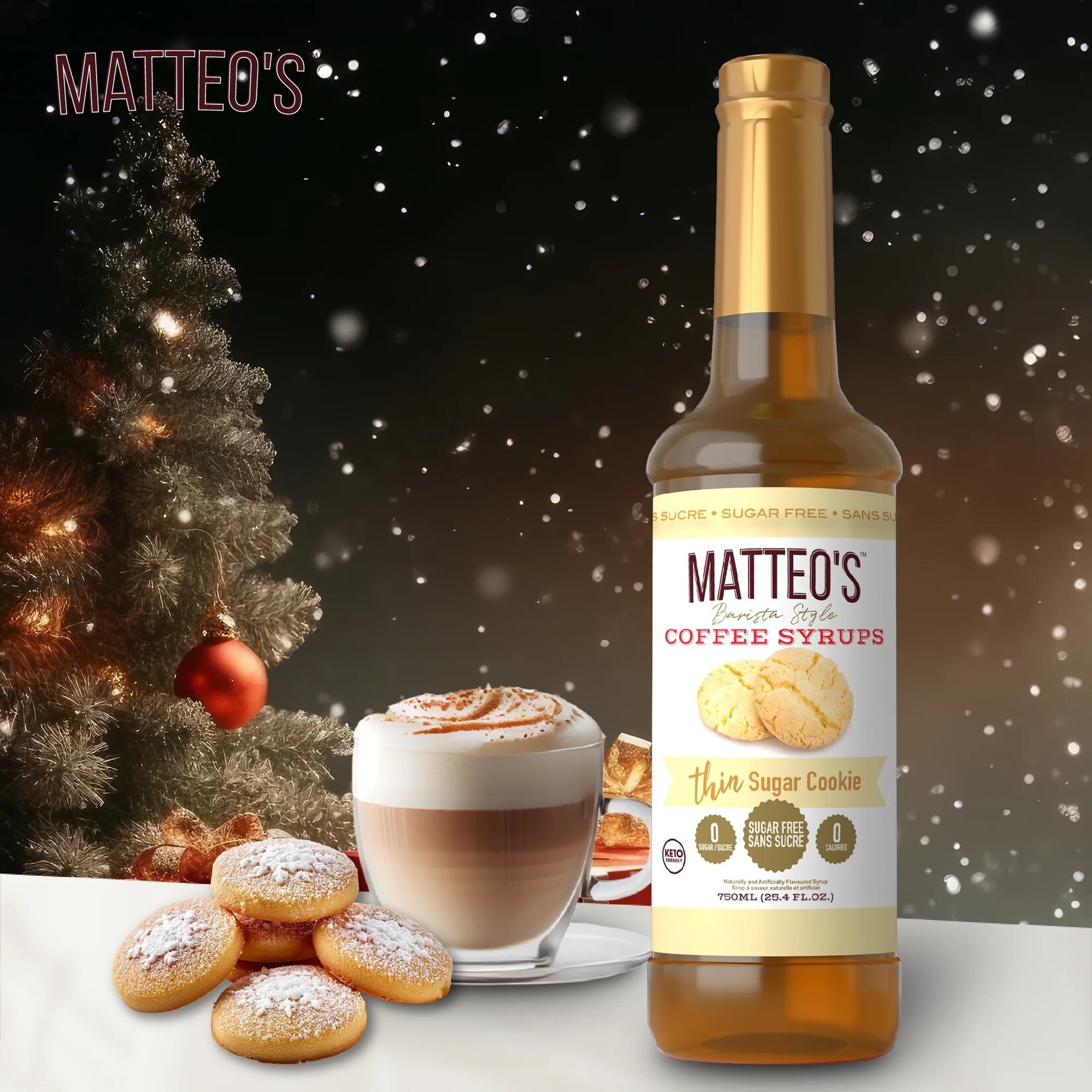 MATTEO'S Sugar Free Coffee Syrup, Sugar Cookie 750ml
