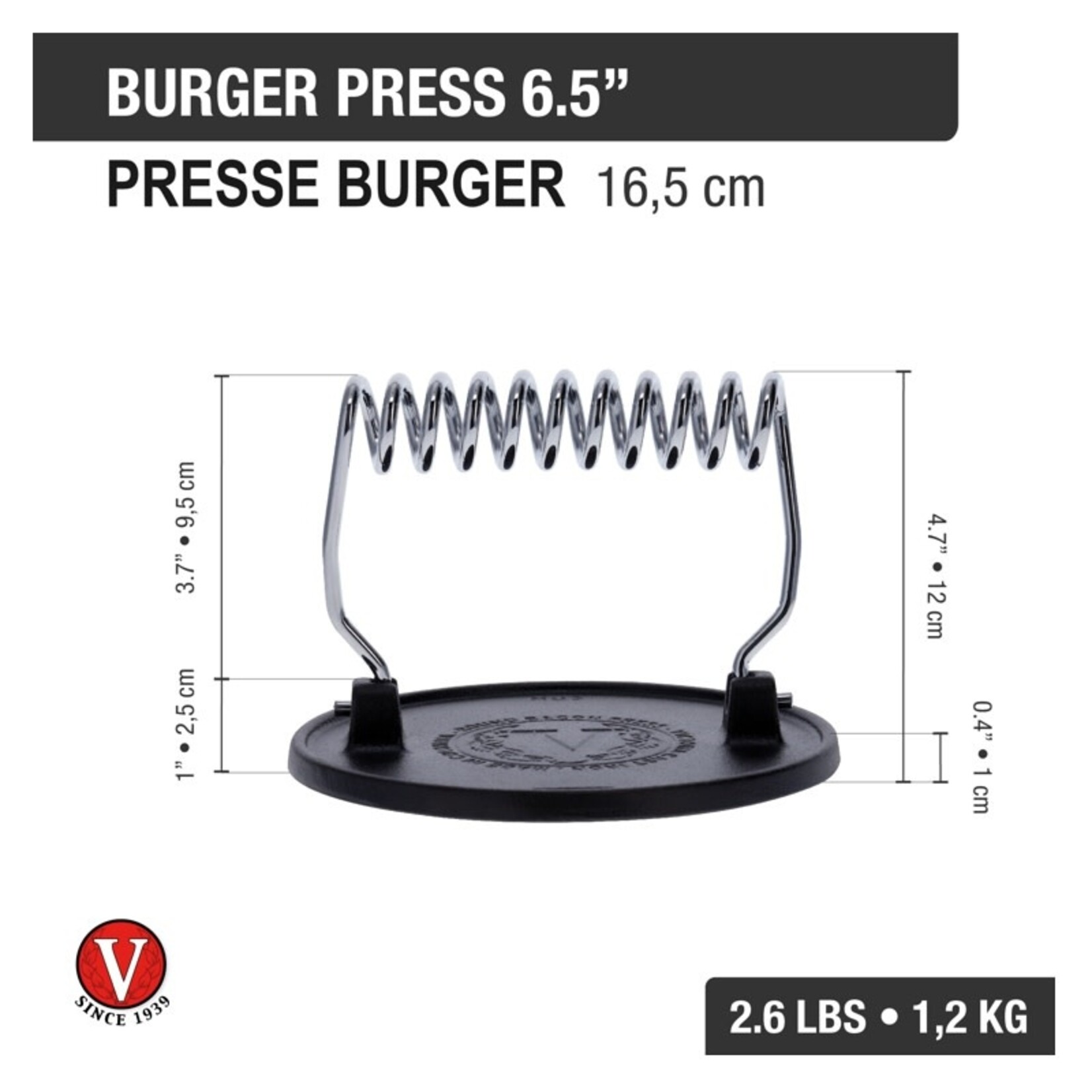 VICTORIA Cast Iron Burger Press