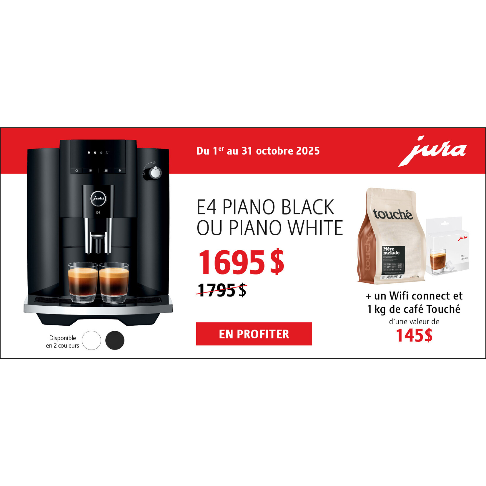 JURA Cafetière Espresso E4 Piano noire (disponible en commande spéciale)