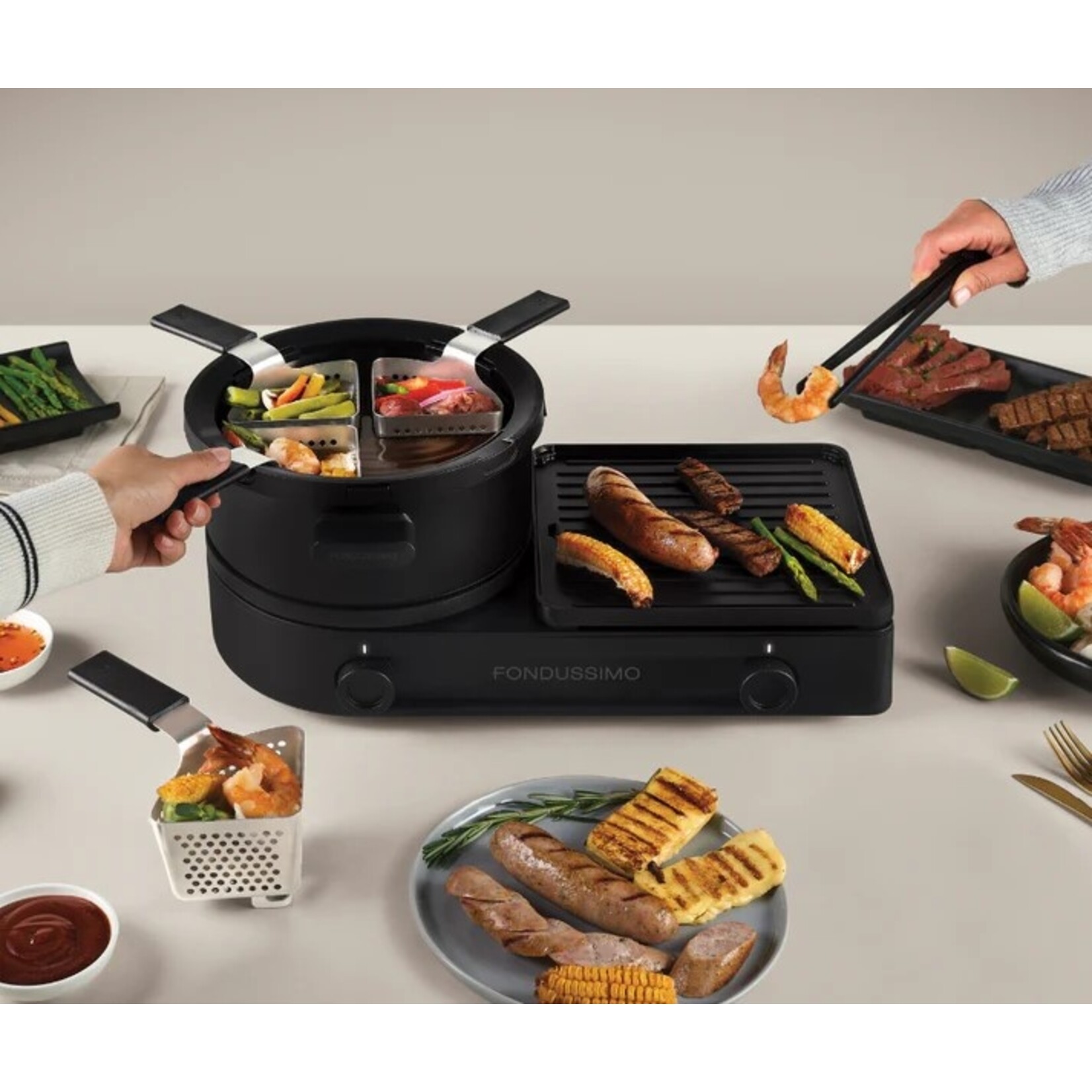 FONDUSSIMO Dip and Grill Fondue & Plancha Set