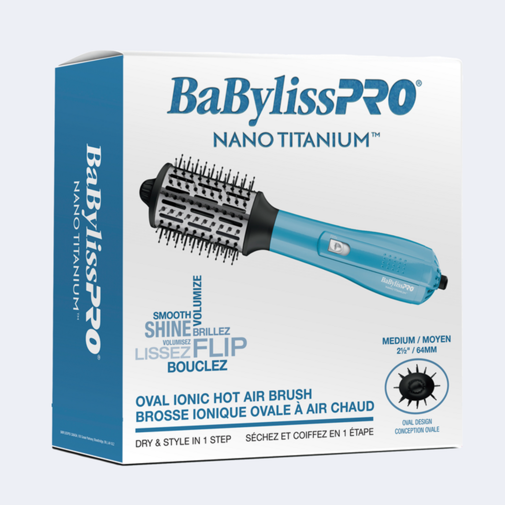 BABYLISS PRO Nano-Titanium™ Medium Oval Ionic Hot Air Brush (2,5")