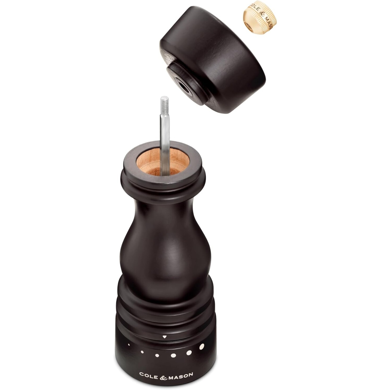 COLE & MASON  Moulin à poivre en hêtre couleur chocolat London avec sélection de mouture