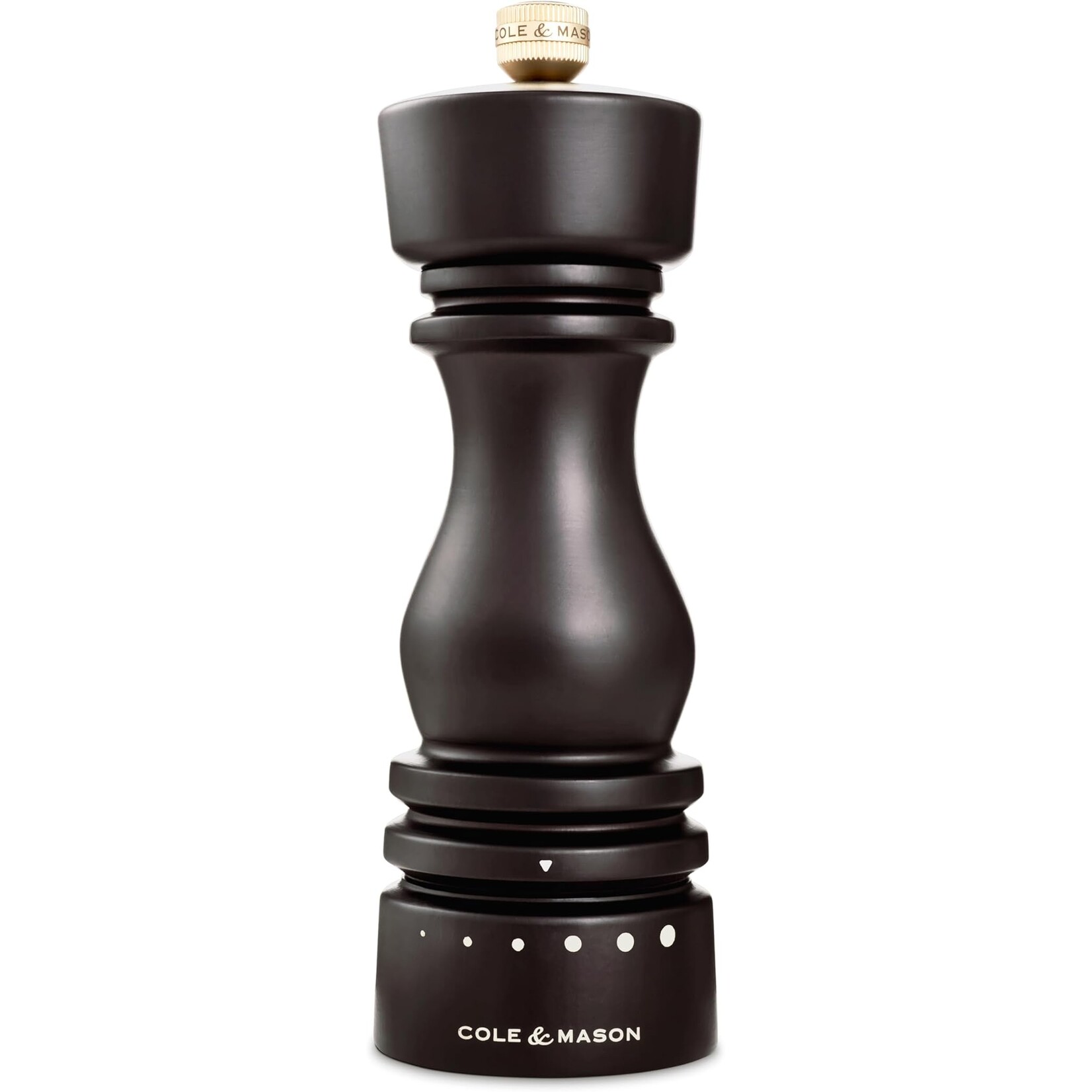 COLE & MASON  Moulin à poivre en hêtre couleur chocolat London avec sélection de mouture