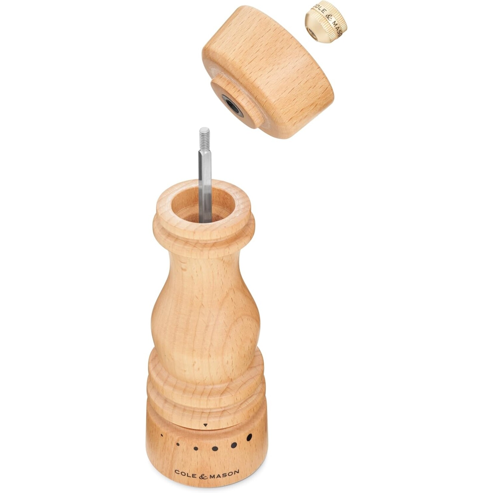 COLE & MASON  Moulin à poivre en hêtre naturel London avec sélection de mouture