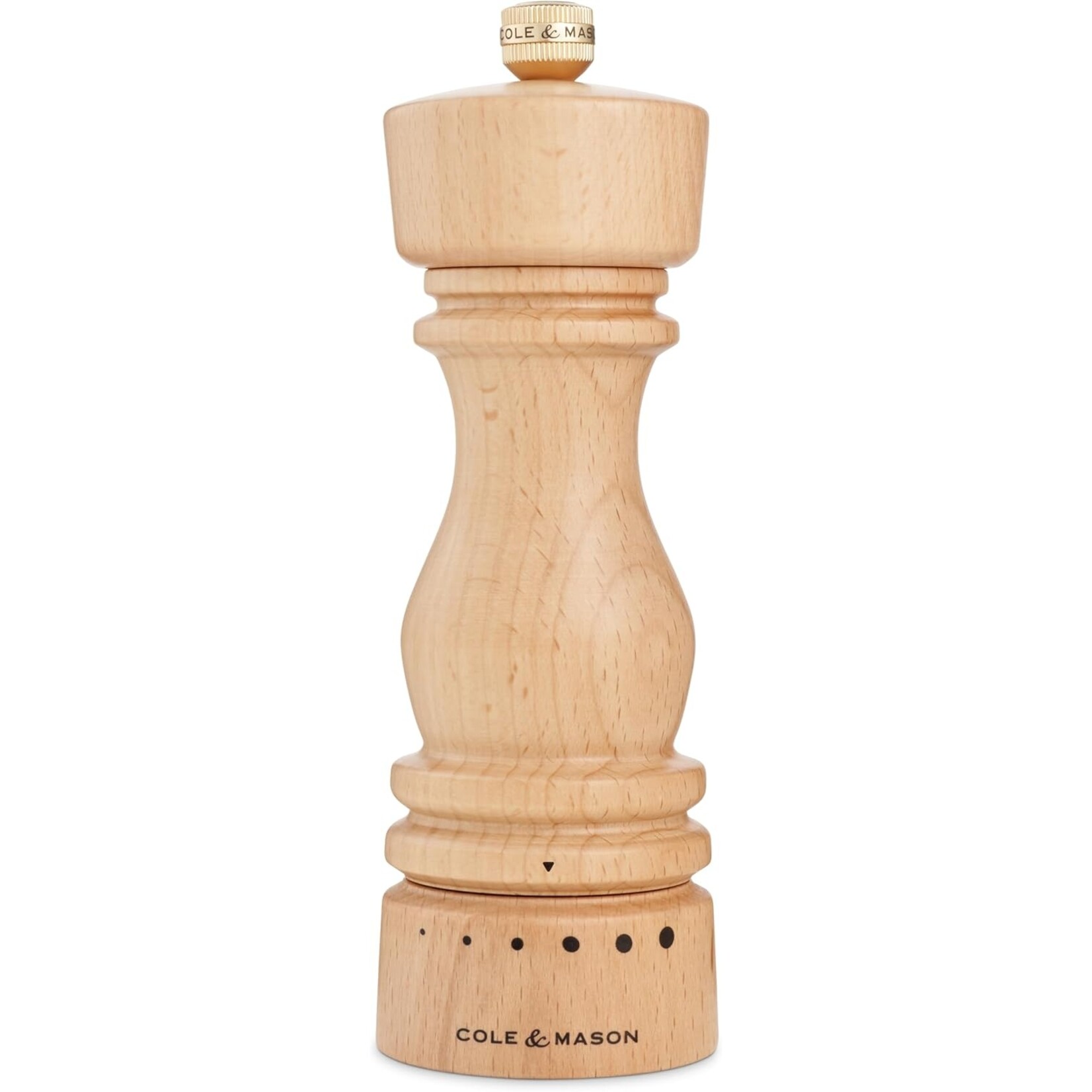 COLE & MASON  Moulin à poivre en hêtre naturel London avec sélection de mouture