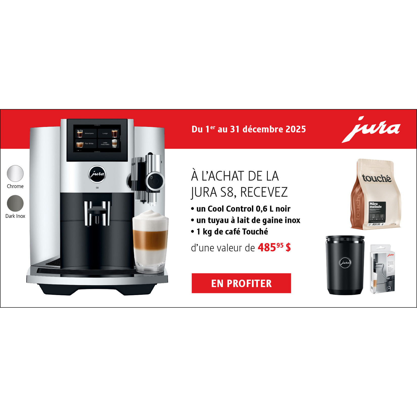 JURA Espresso automatique S8 chrome (disponible en commande spéciale)