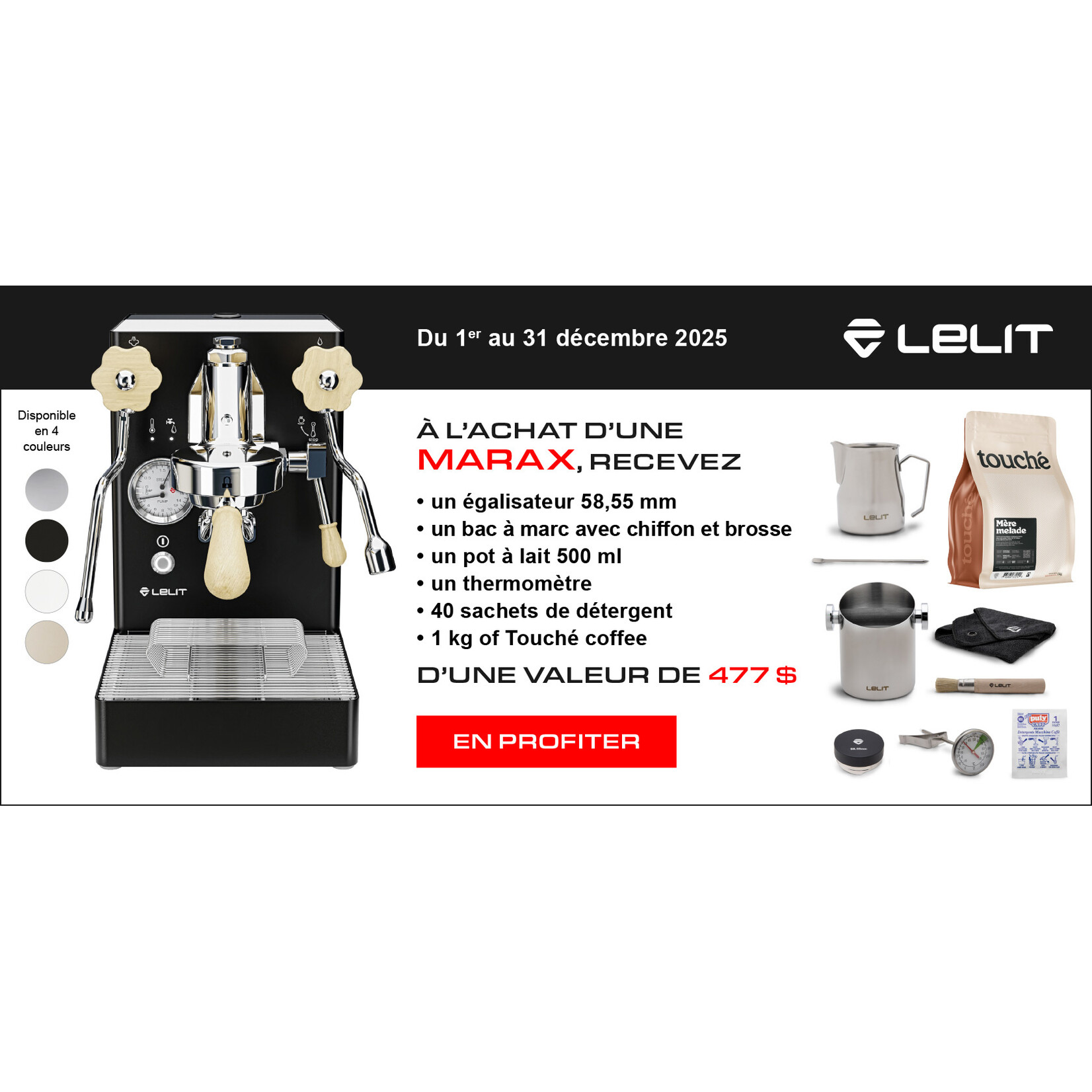 LELIT Cafetière Espresso Mara X noire  (disponible en commande spéciale)