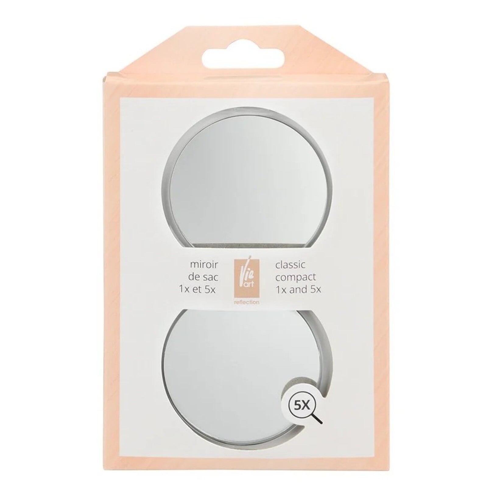 VIE ART Miroir de sac à main- rond 1x et 5x