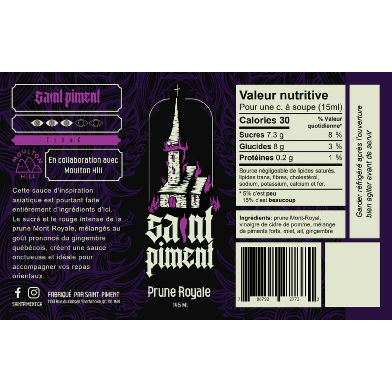 SAINT-PIMENT Sauce piquante PRUNE ROYALE, 145ml