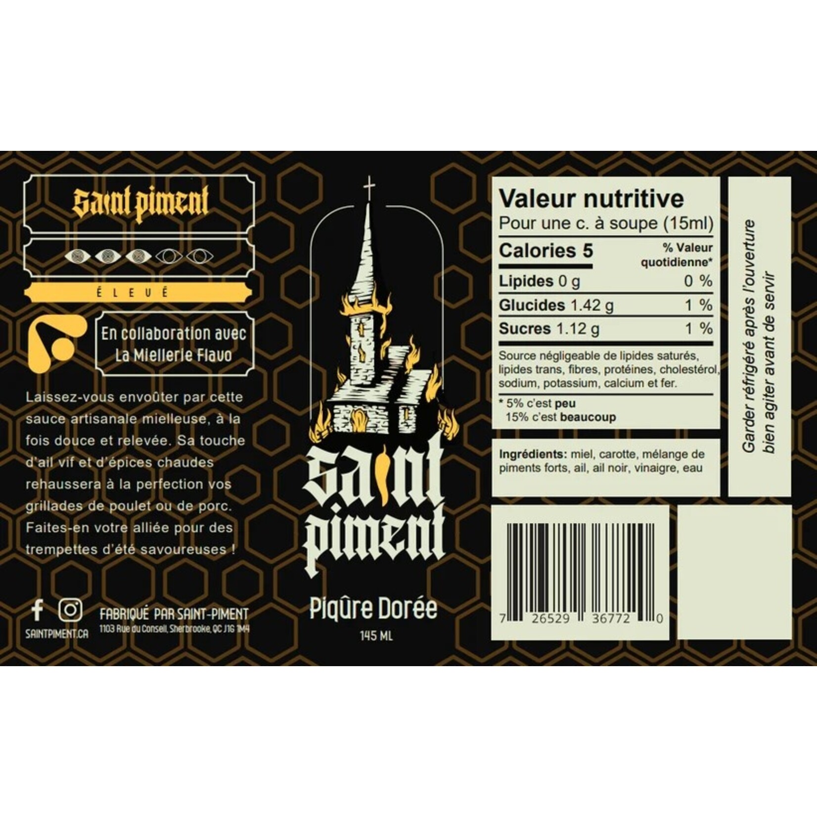 SAINT-PIMENT SAINT-PIMENT SAUCE PIQUANTE PIQURE DORÉE 145ML