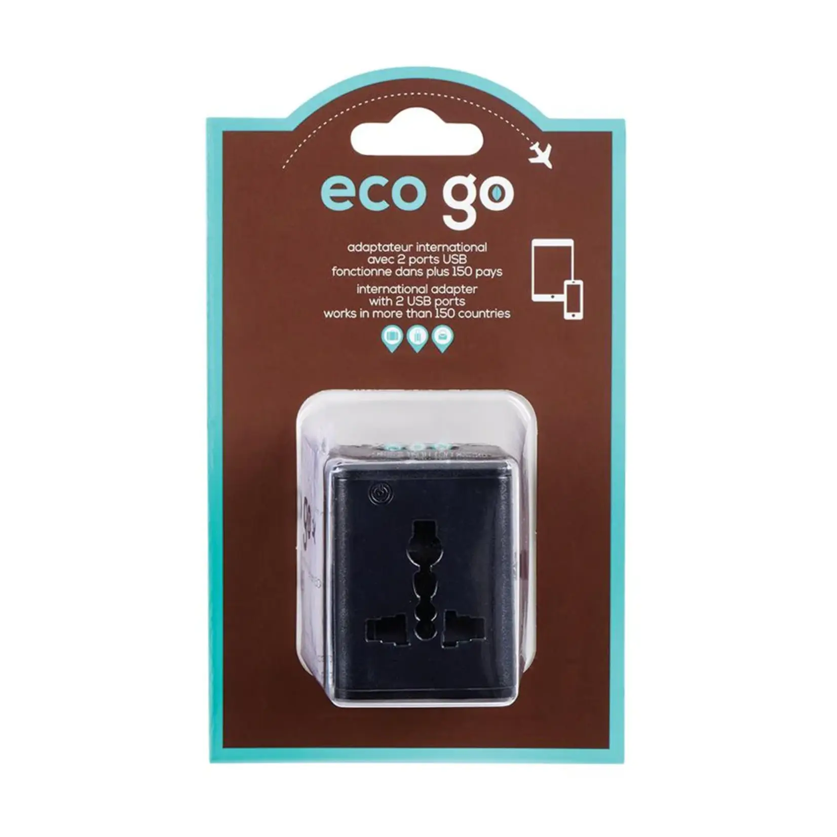 ECO GO International Adapter With 2 Usb Ports