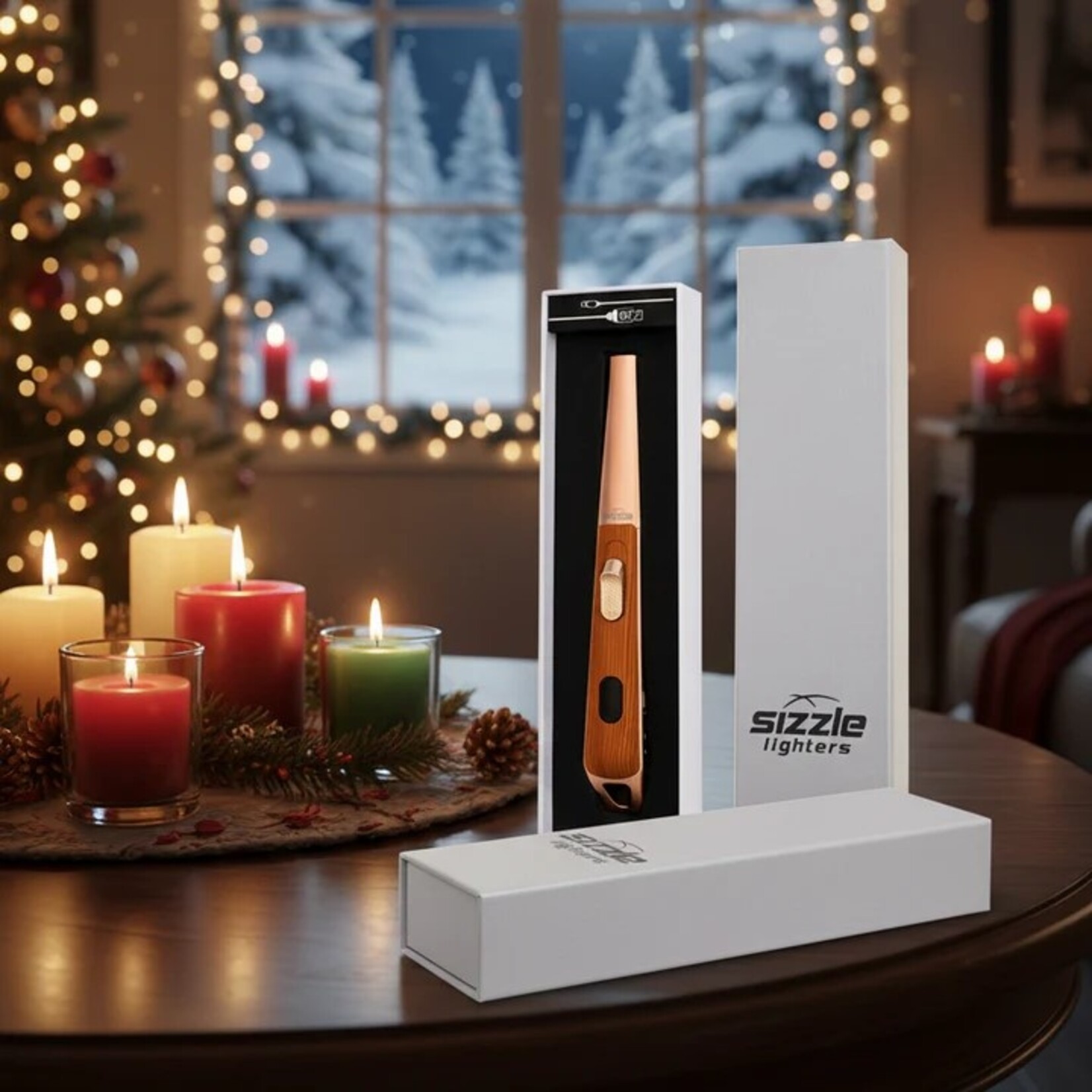 SIZZLE Briquet rechargeable USB LUX noyer