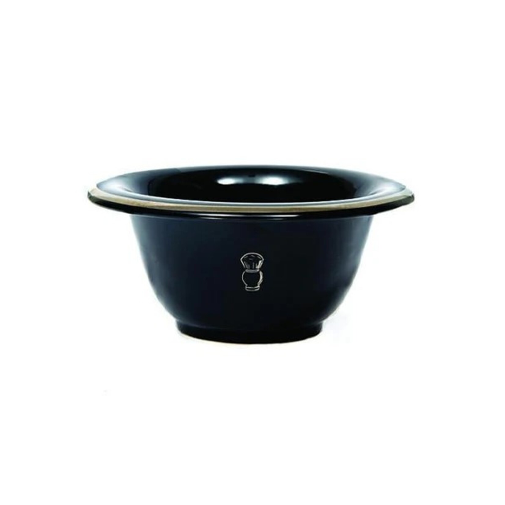 PERMABRANDS Ceramic Shave Bowl, Black Porcelain With Silver Rim