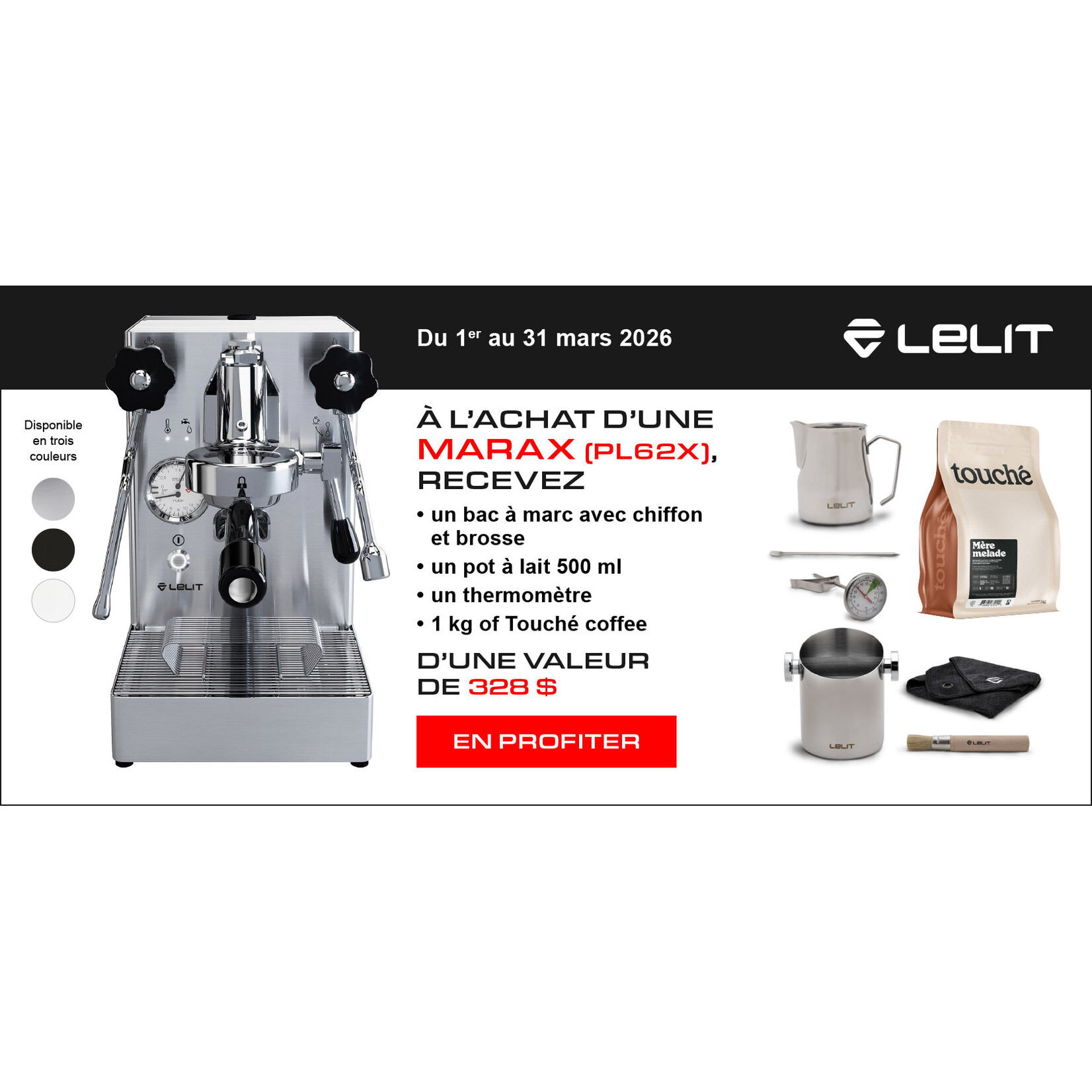 LELIT Cafetière Espresso Mara X noire  (disponible en commande spéciale)