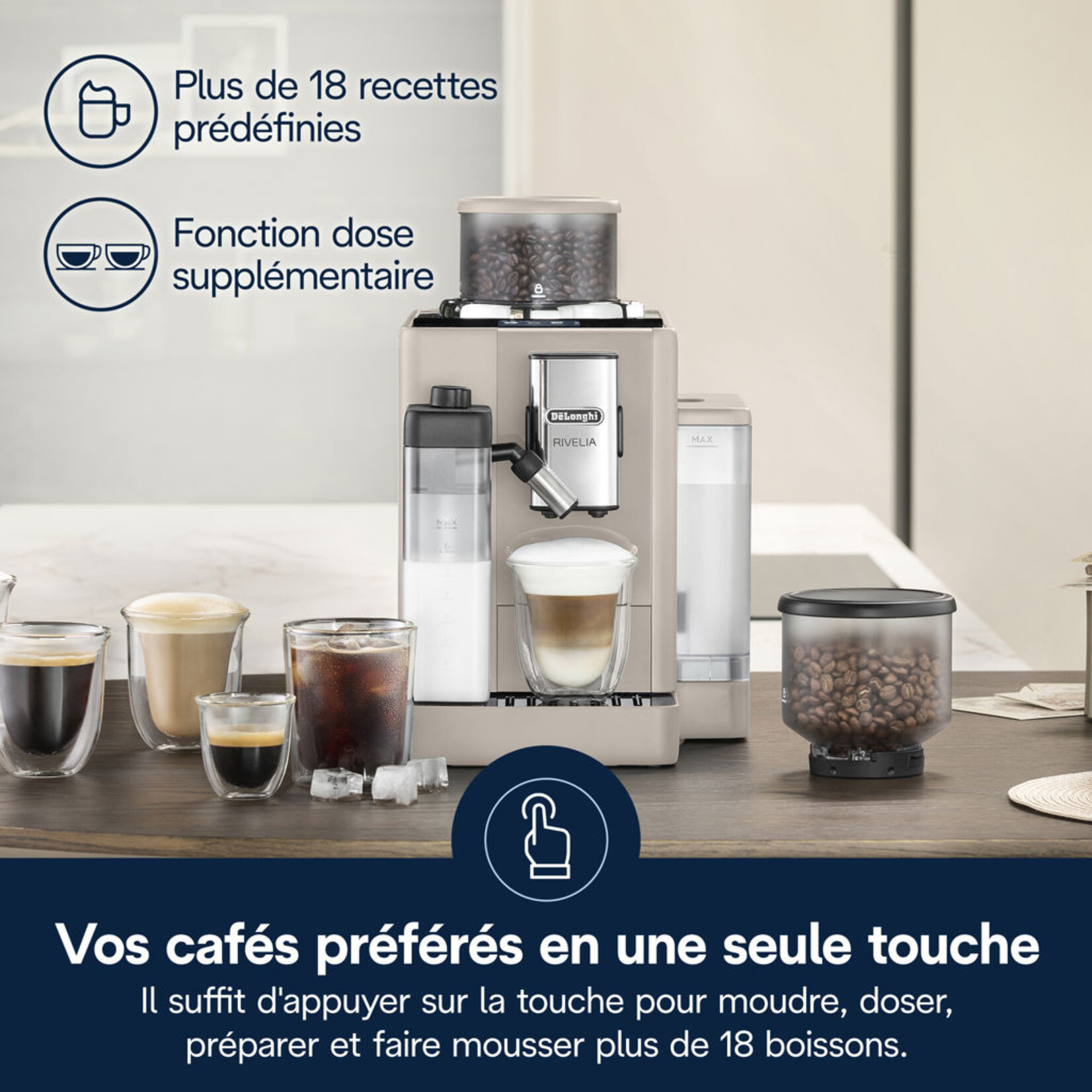 DELONGHI Rivelia Espresso Machine, Sand