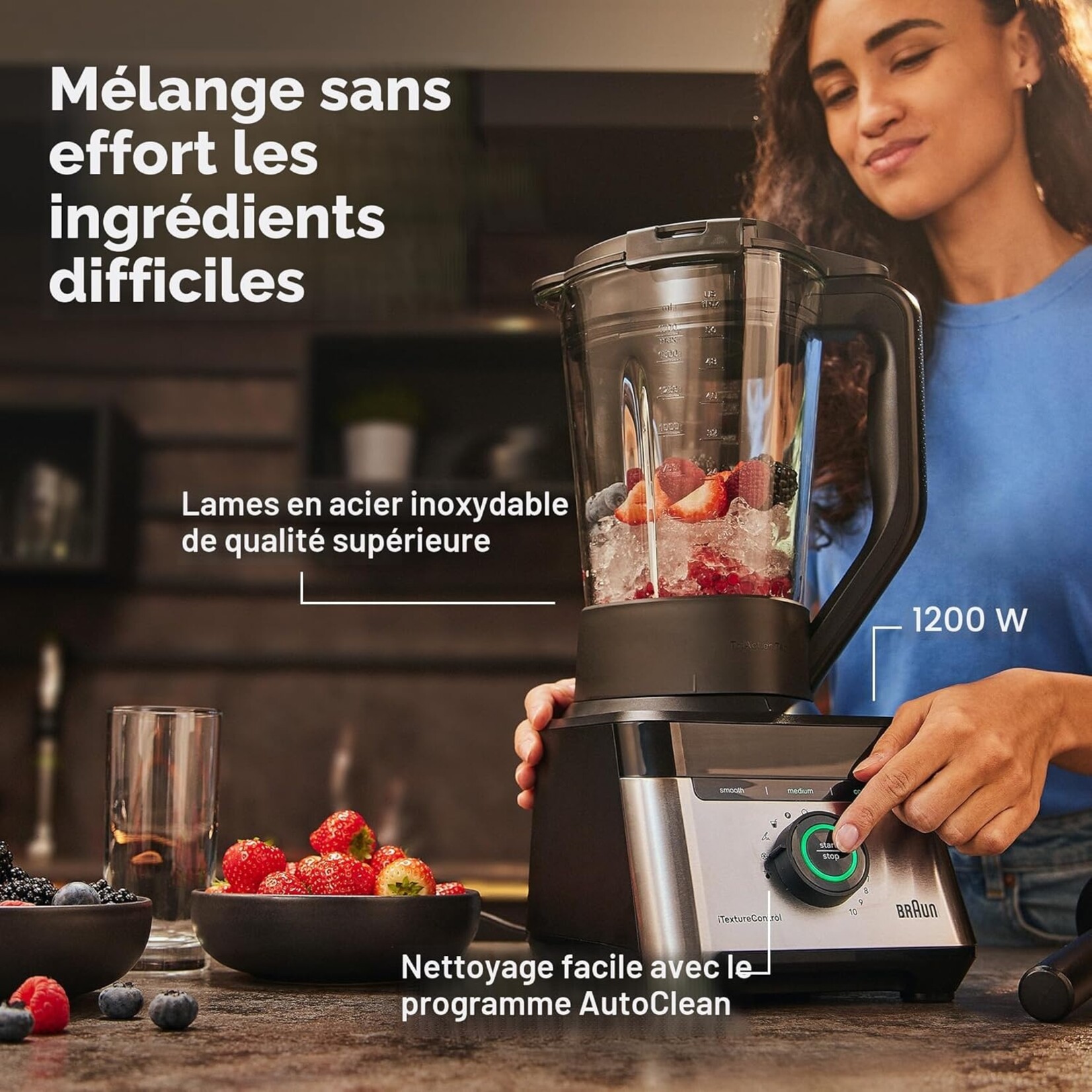 BRAUN Mélangeur TRIFORCE, 1200w