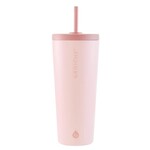 GROSCHE Gobelet isotherme inox avec paille, rose