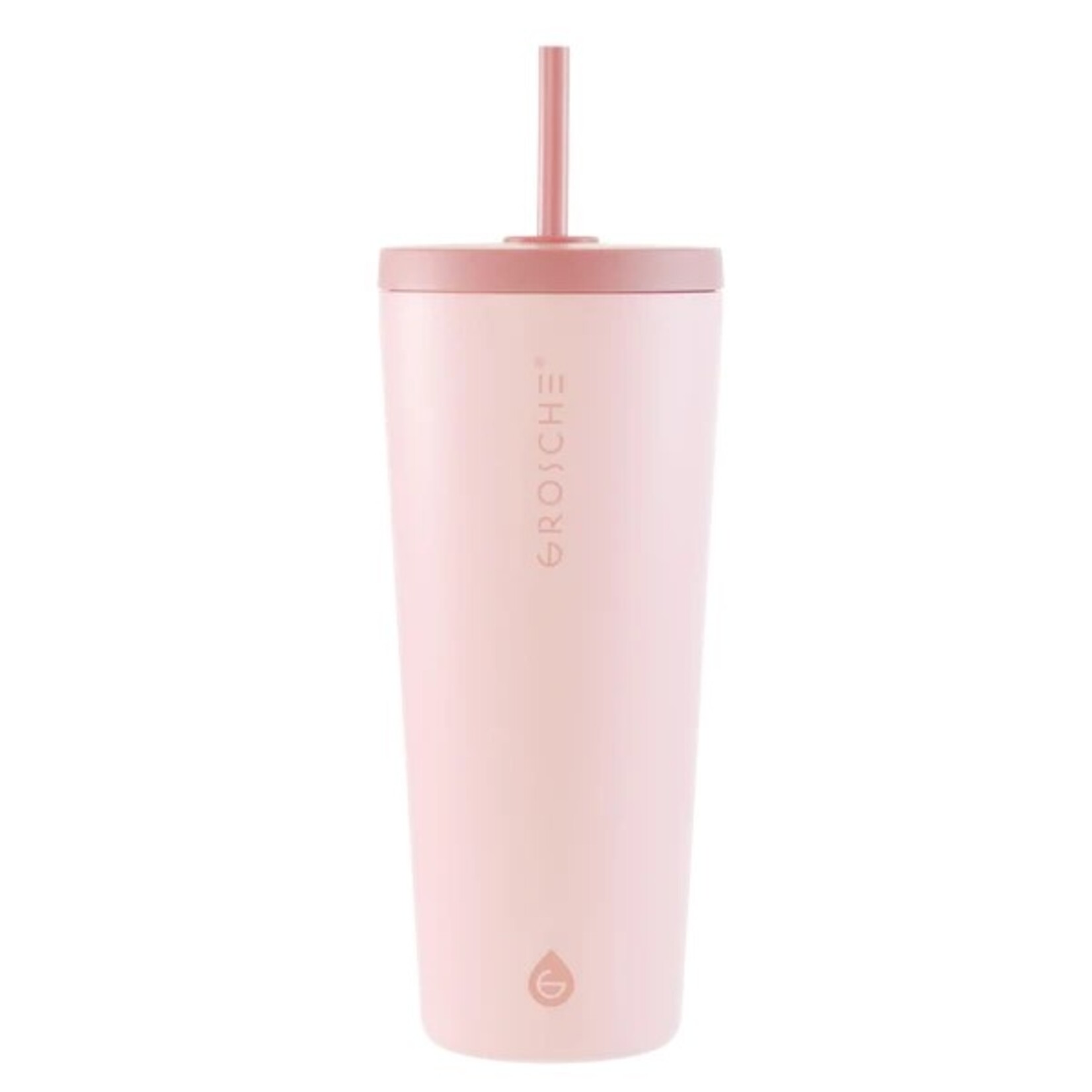 GROSCHE Gobelet isotherme inox avec paille, rose
