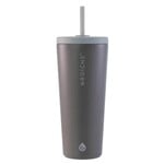 GROSCHE Gobelet isotherme inox avec paille, gris
