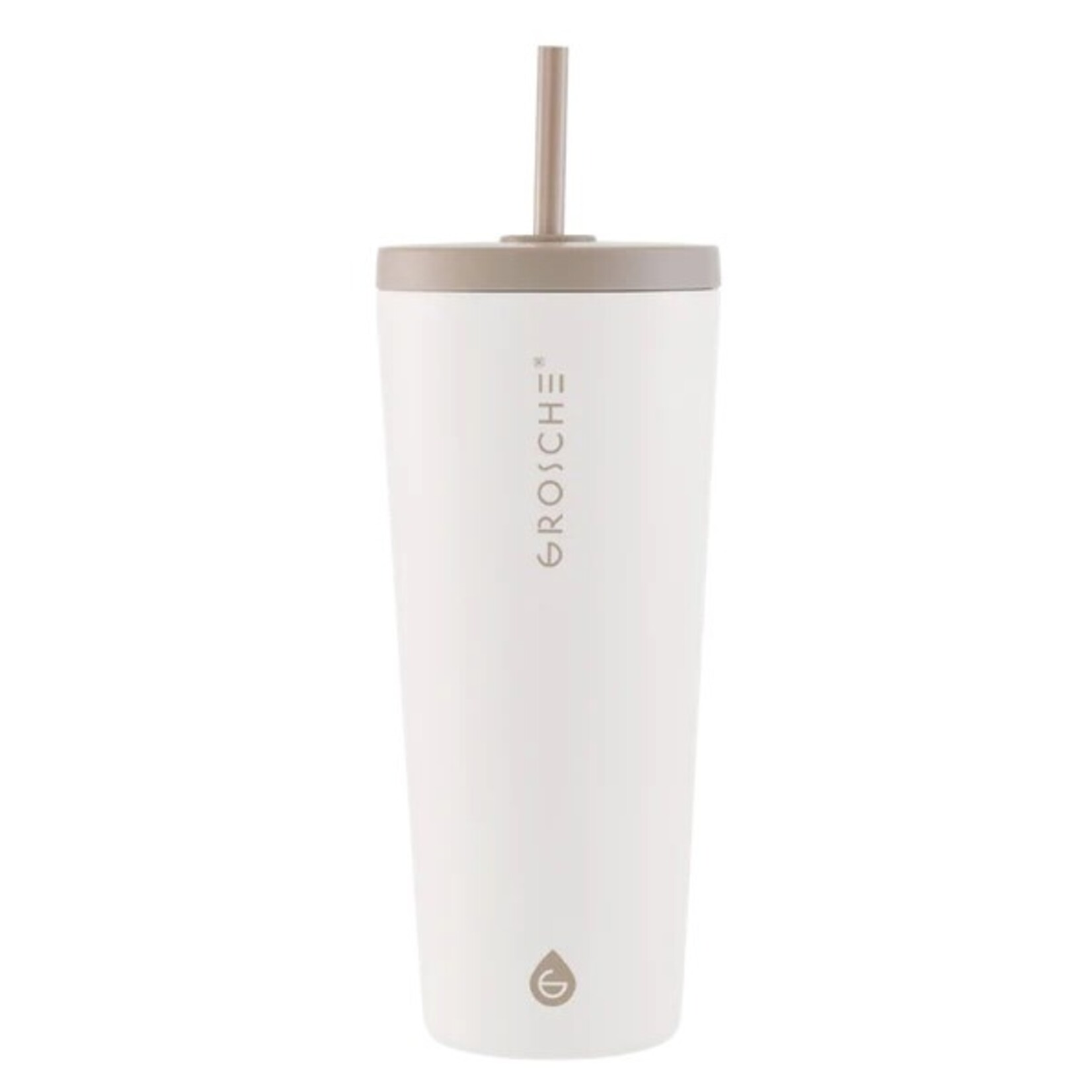 GROSCHE Gobelet isotherme inox avec paille, crème
