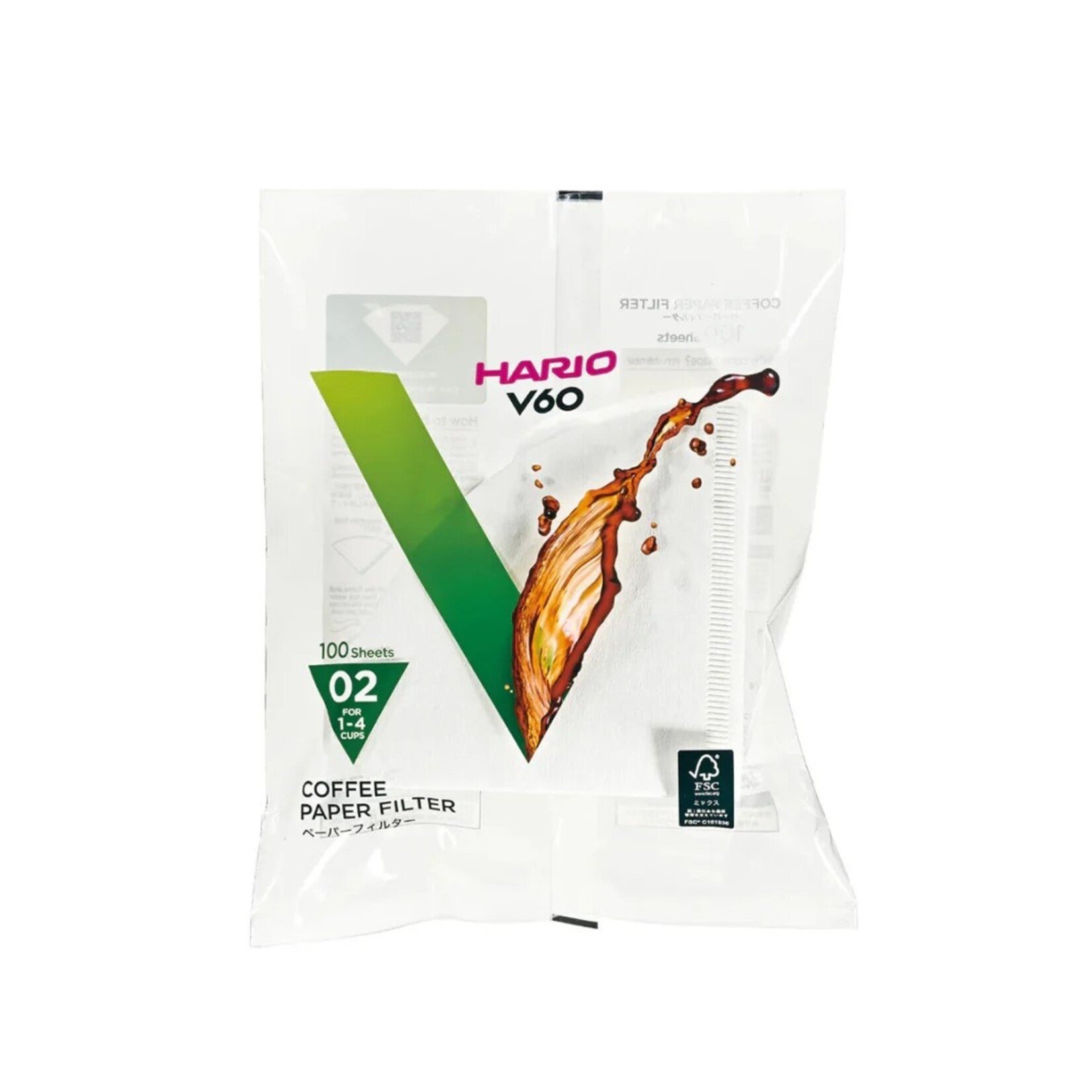 HARIO V60-02 filtres 1-4 tasses (100), blanc