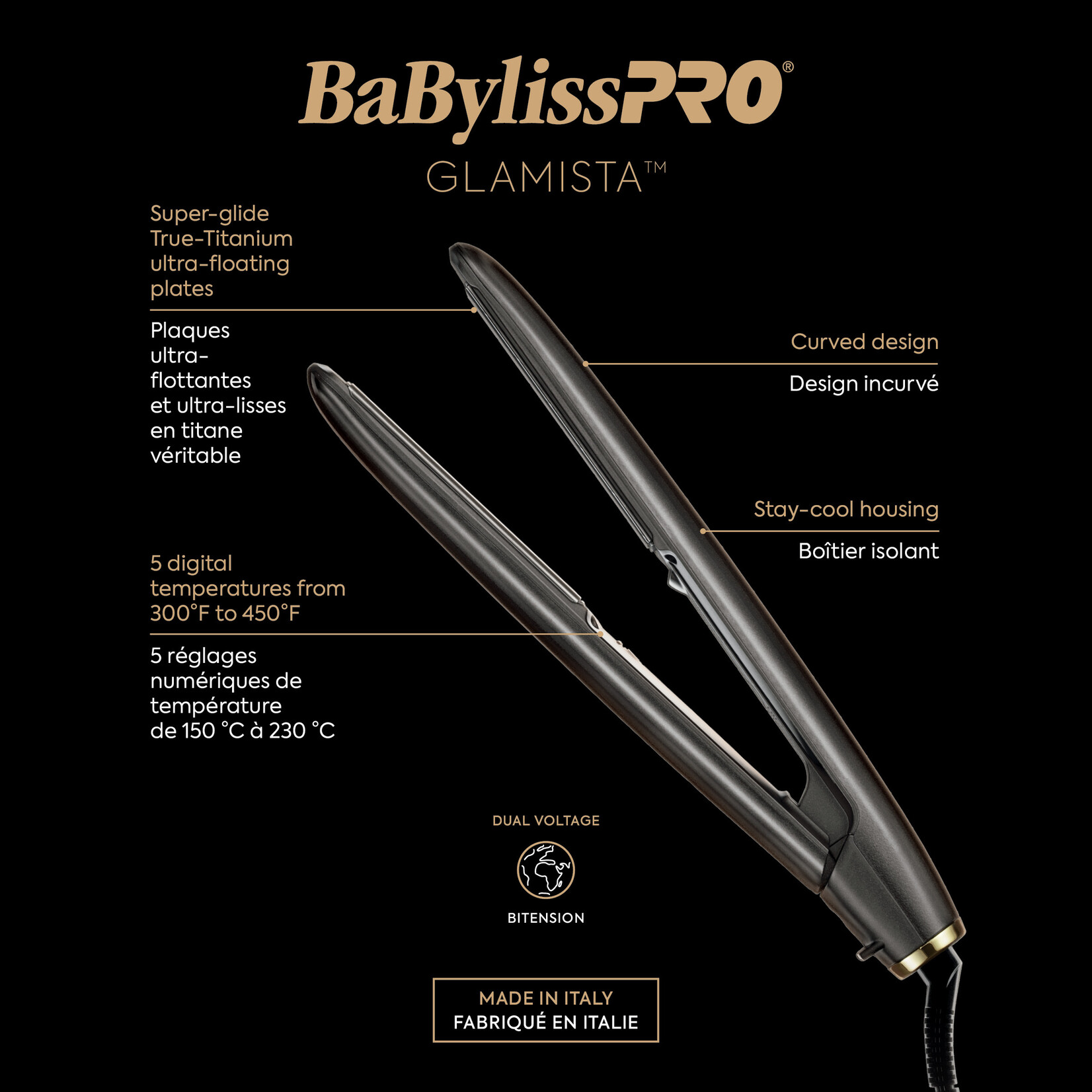 BABYLISS PRO Fer plat ionique professionnel avancé Glamista