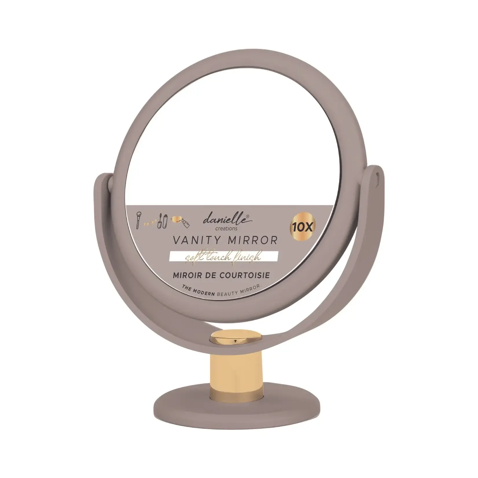 DANIELLE Miroir de vanité taupe "Soft touch", 10X