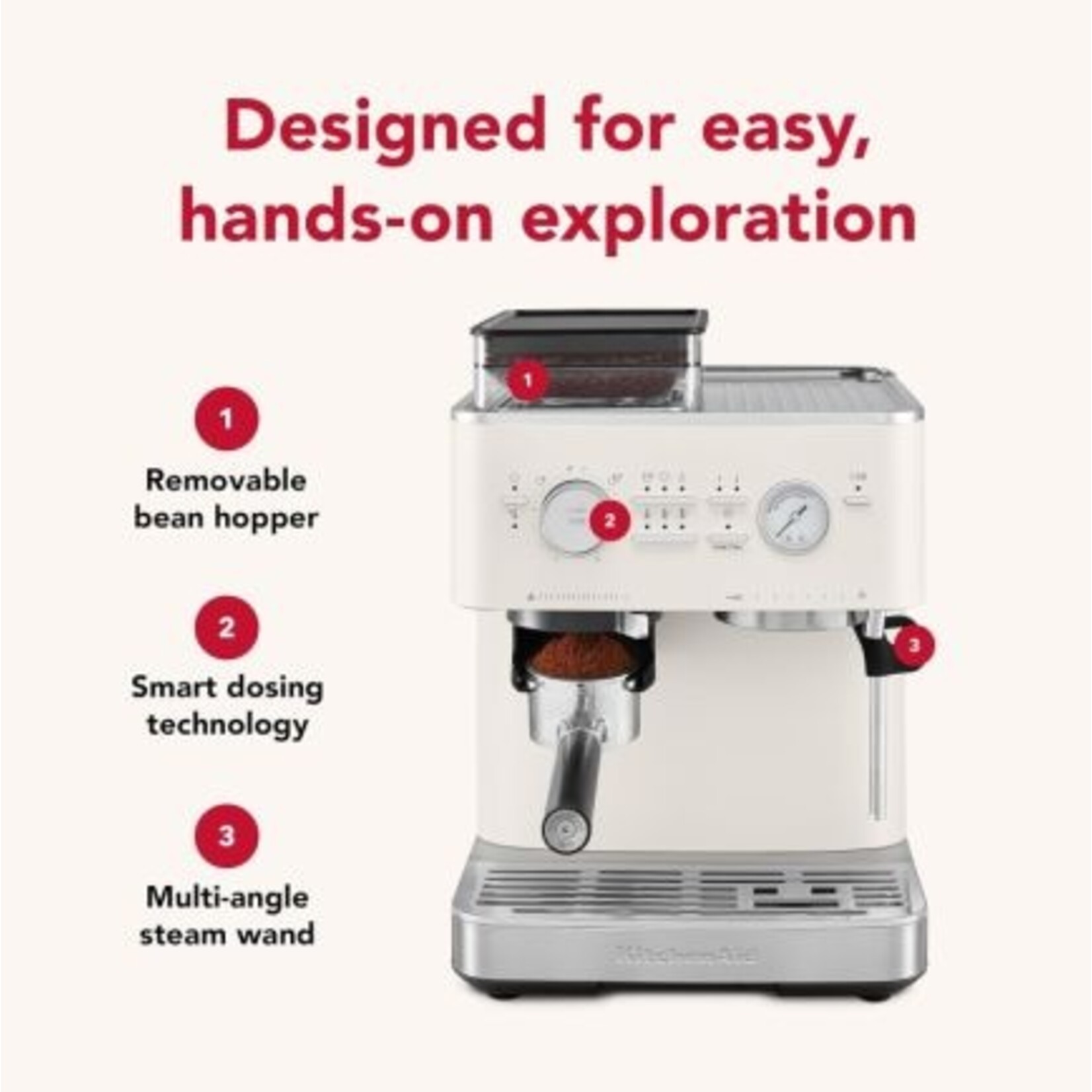 KITCHENAID Machine à espresso semi-automatique, porcelaine (disponible en commande spéciale)