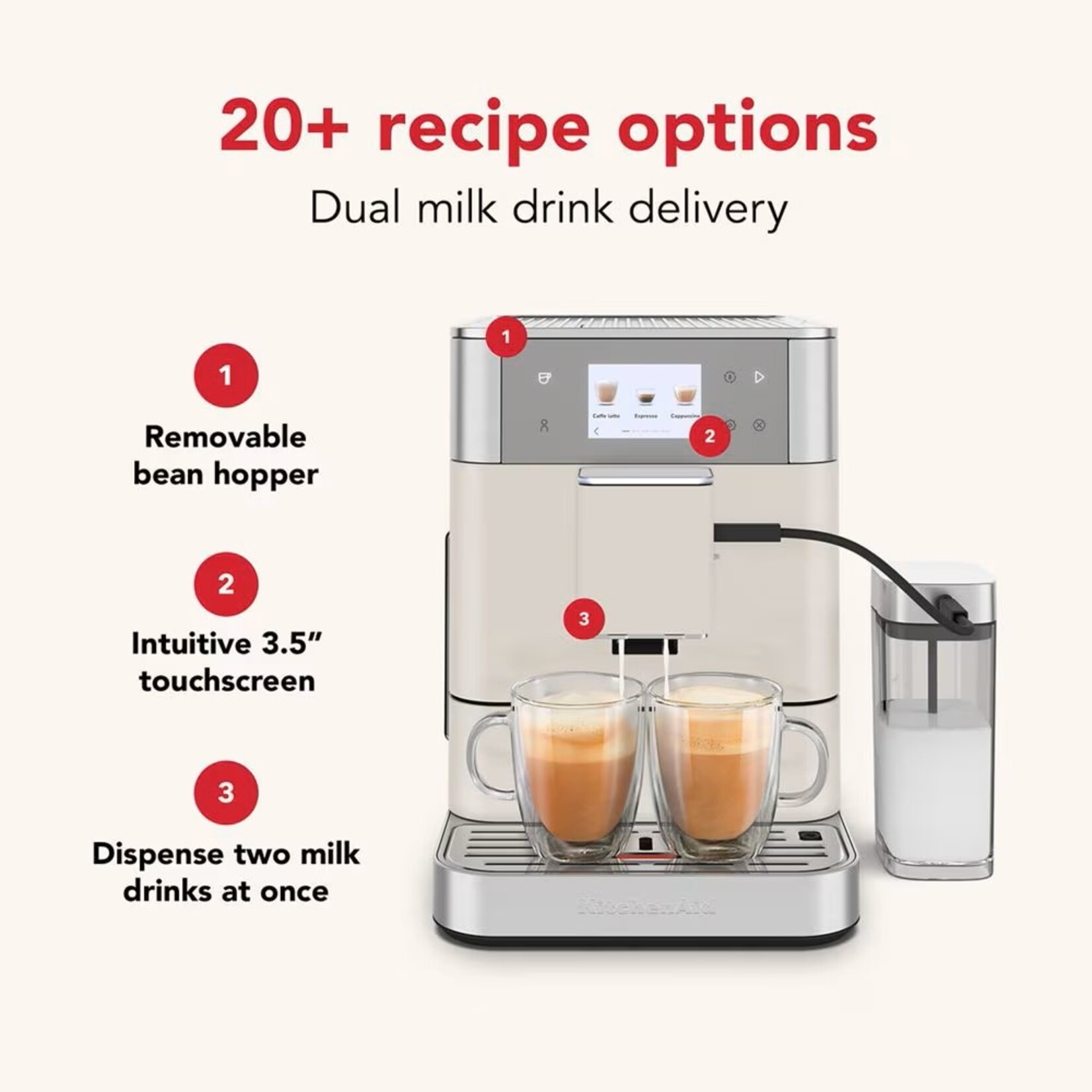 KITCHENAID Machine à espresso entièrement automatique KF7 - Porcelaine (disponible en commande spéciale)
