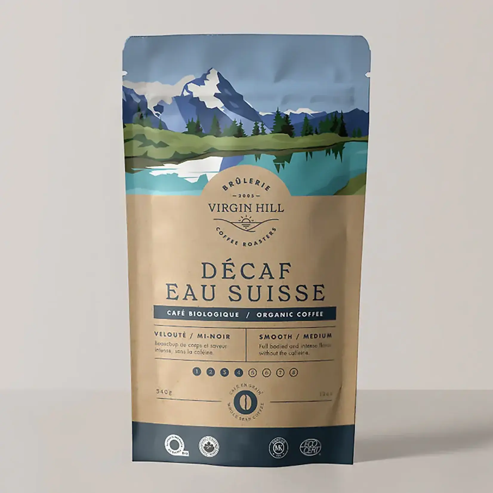 BRÛLERIE VIRGIN HILL Café DÉCAFÉINÉ Eau Suisse bio, 340g