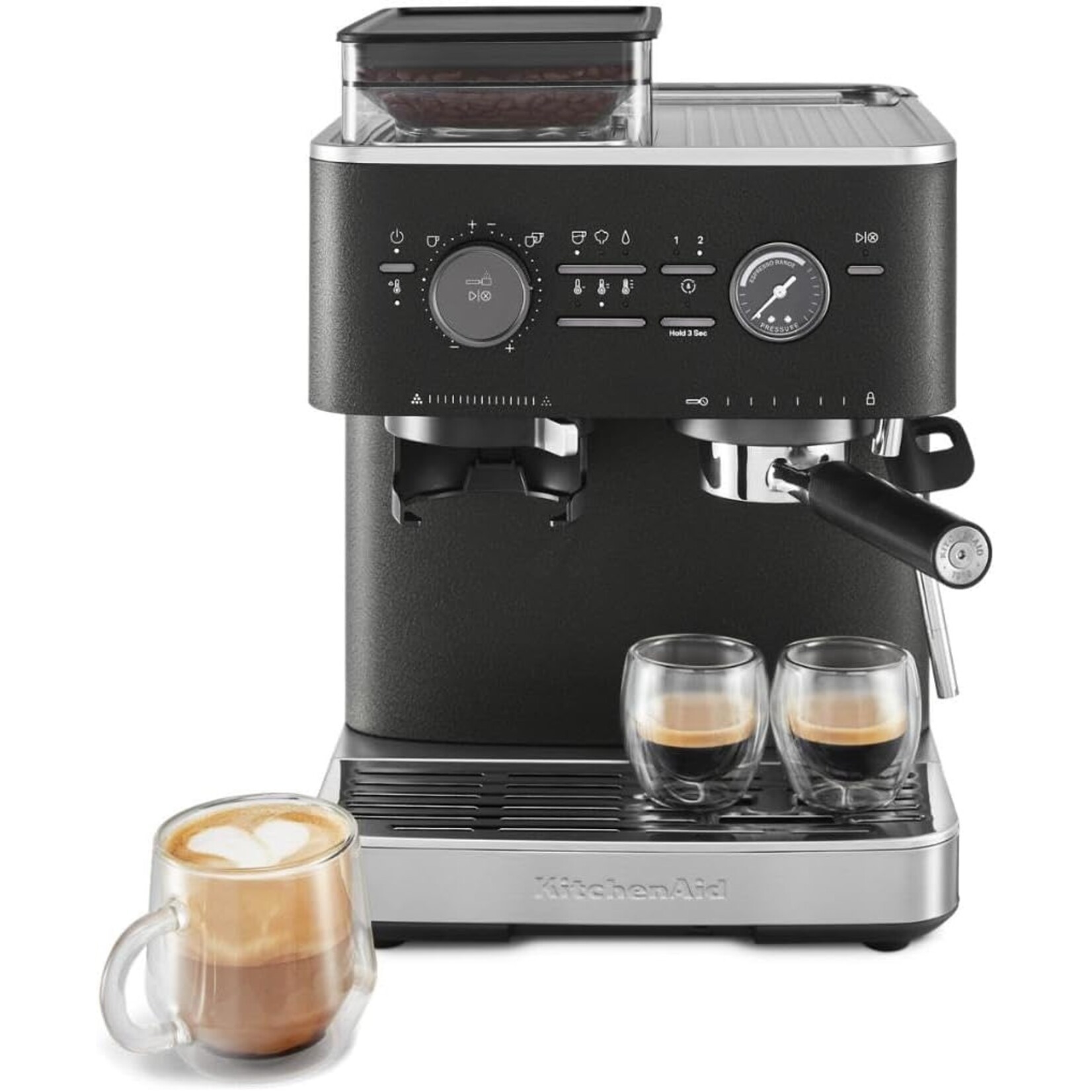 KITCHENAID Machine à espresso semi-automatique avec moulin à meule, Noire