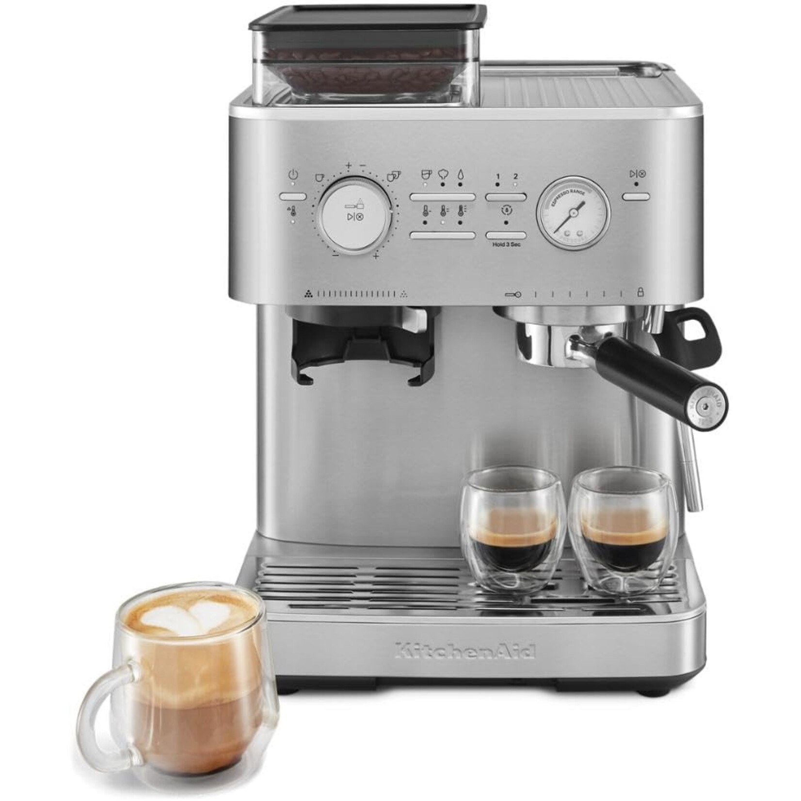 KITCHENAID Machine à espresso semi-automatique avec moulin à meule - Inox (disponible en commande spéciale)