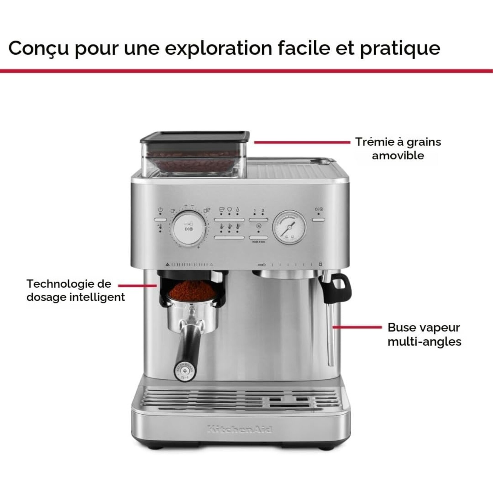 KITCHENAID Semi Automatic Espresso Machine with Burr Grinder - Brushed Stainless Steel (available by special order)