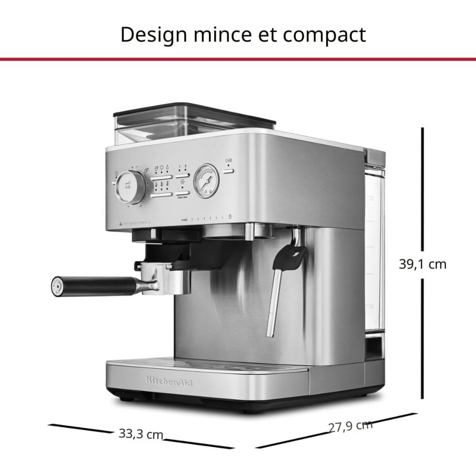 KITCHENAID Machine à espresso semi-automatique avec moulin à meule - Inox (disponible en commande spéciale)