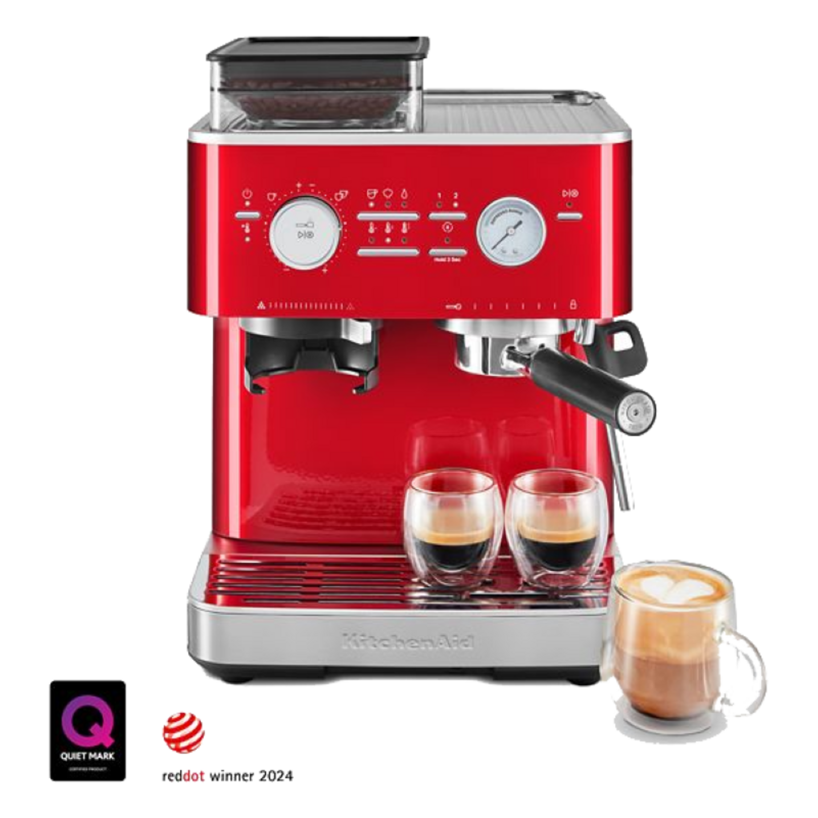 KITCHENAID Semi Automatic Espresso Machine with Burr Grinder - Candy Apple Red (available by special order)