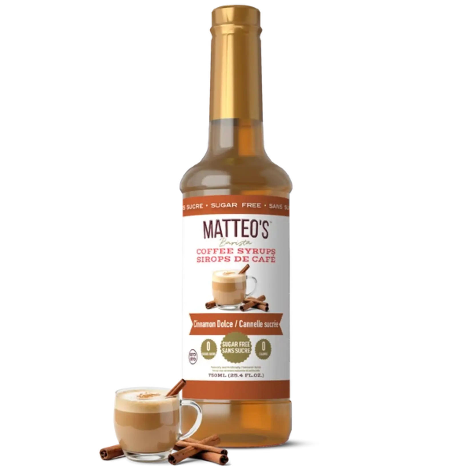 MATTEO'S Sugar Free Coffee Syrup, Cinnamon Dolce 750ml